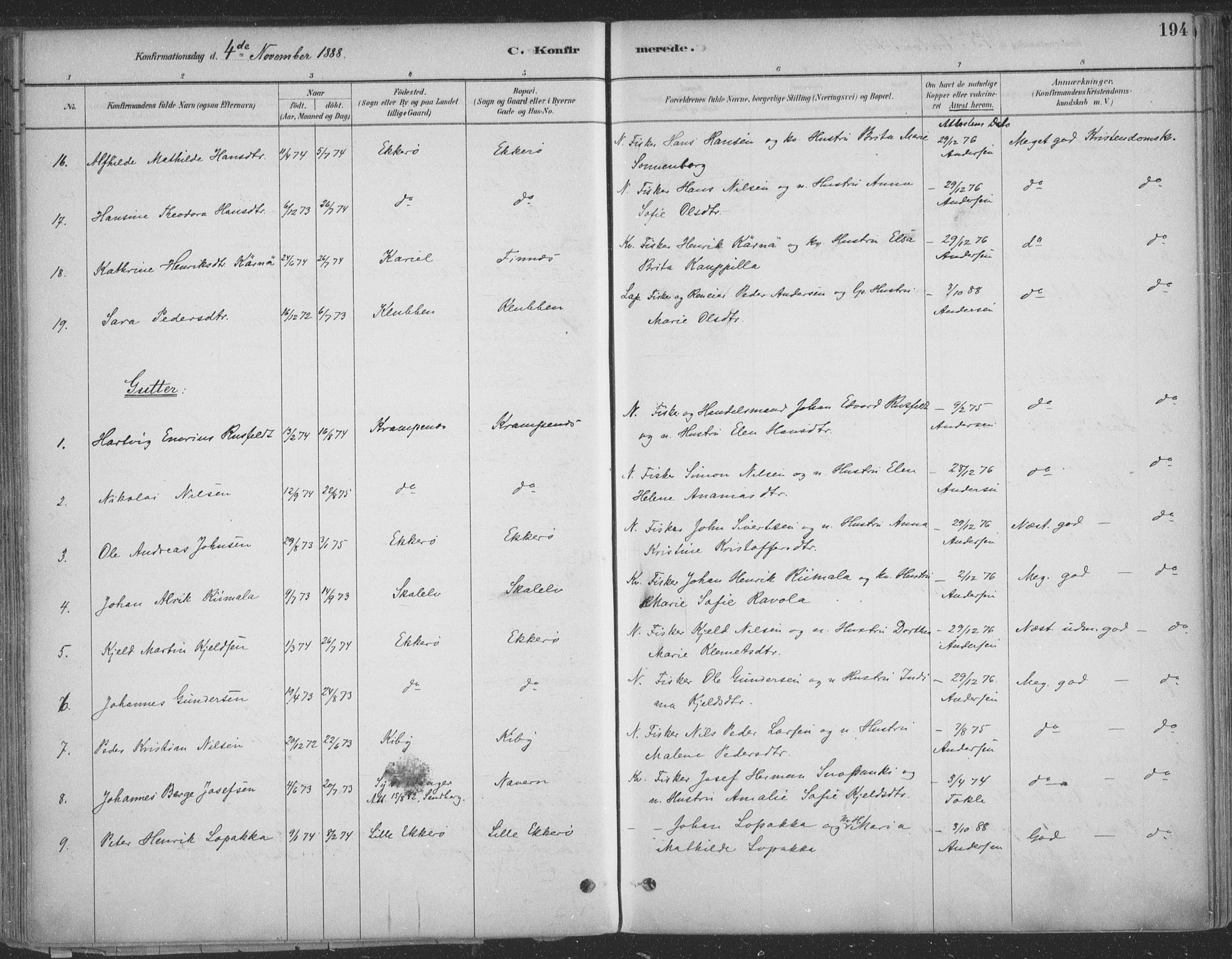 Vadsø sokneprestkontor, SATØ/S-1325/H/Ha/L0009kirke: Parish register (official) no. 9, 1881-1917, p. 194