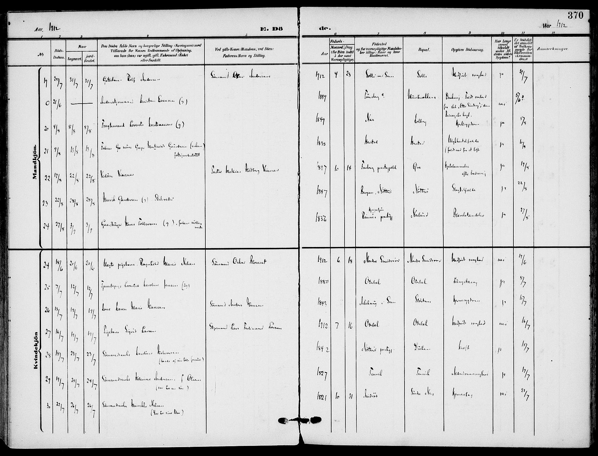 Nøtterøy kirkebøker, AV/SAKO-A-354/F/Fa/L0010: Parish register (official) no. I 10, 1908-1919, p. 370