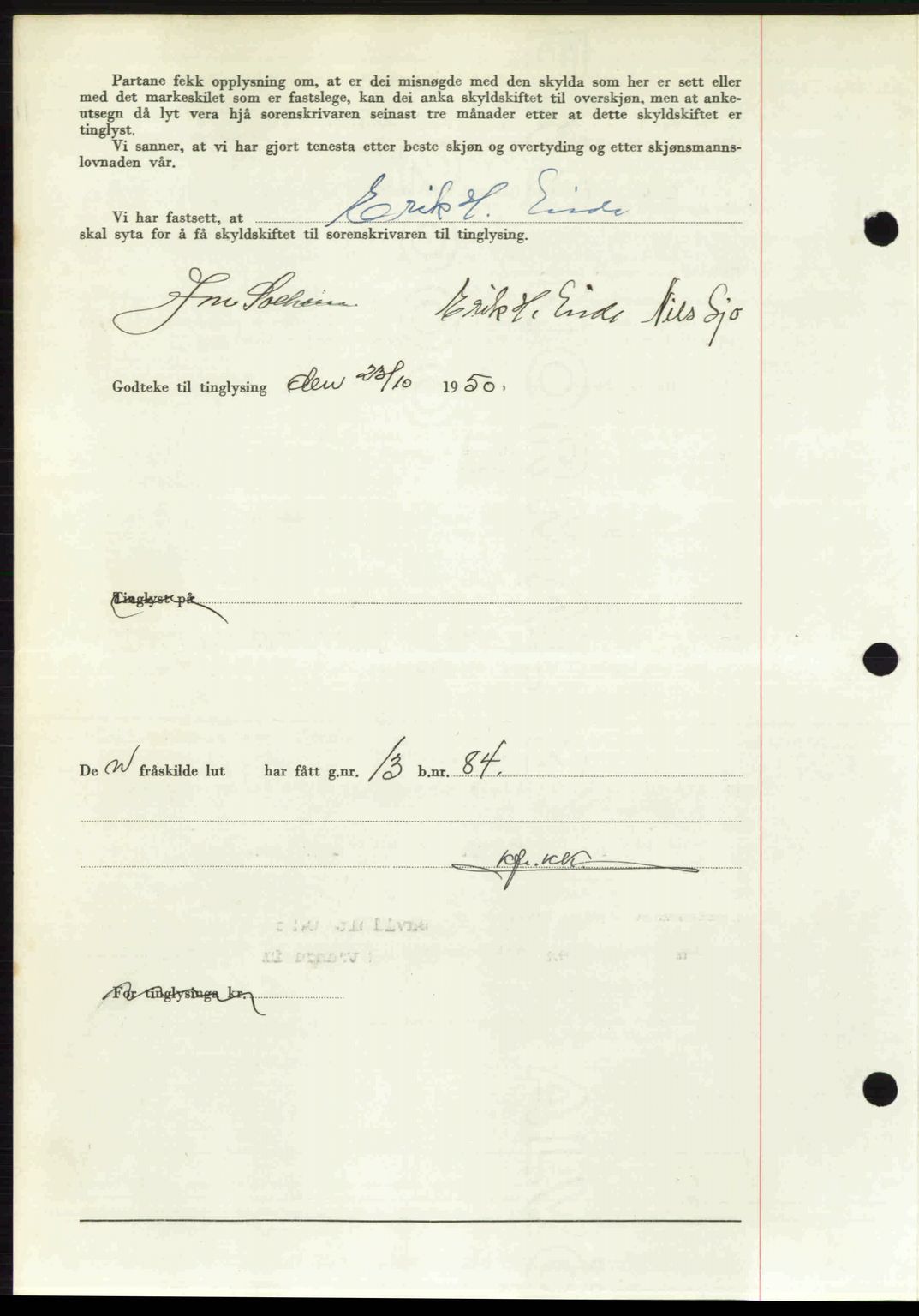 Sunnhordland sorenskrivar, AV/SAB-A-2401: Mortgage book no. A95, 1950-1950, Diary no: : 3051/1950