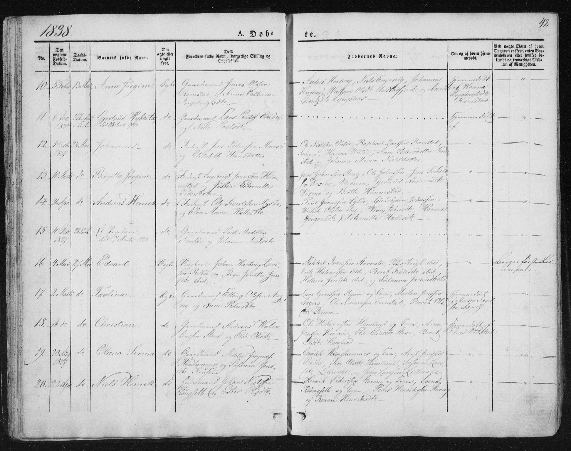 Ministerialprotokoller, klokkerbøker og fødselsregistre - Nord-Trøndelag, AV/SAT-A-1458/784/L0669: Parish register (official) no. 784A04, 1829-1859, p. 42