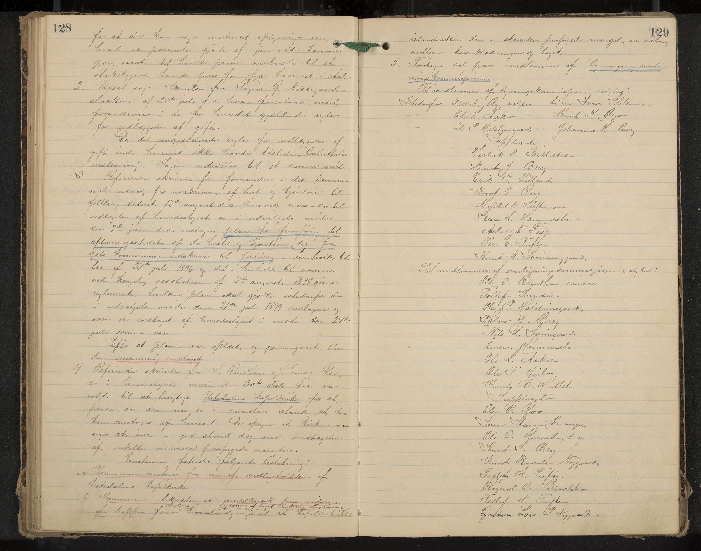 Hol formannskap og sentraladministrasjon, IKAK/0620021-1/A/L0003: Møtebok, 1897-1904, p. 128-129