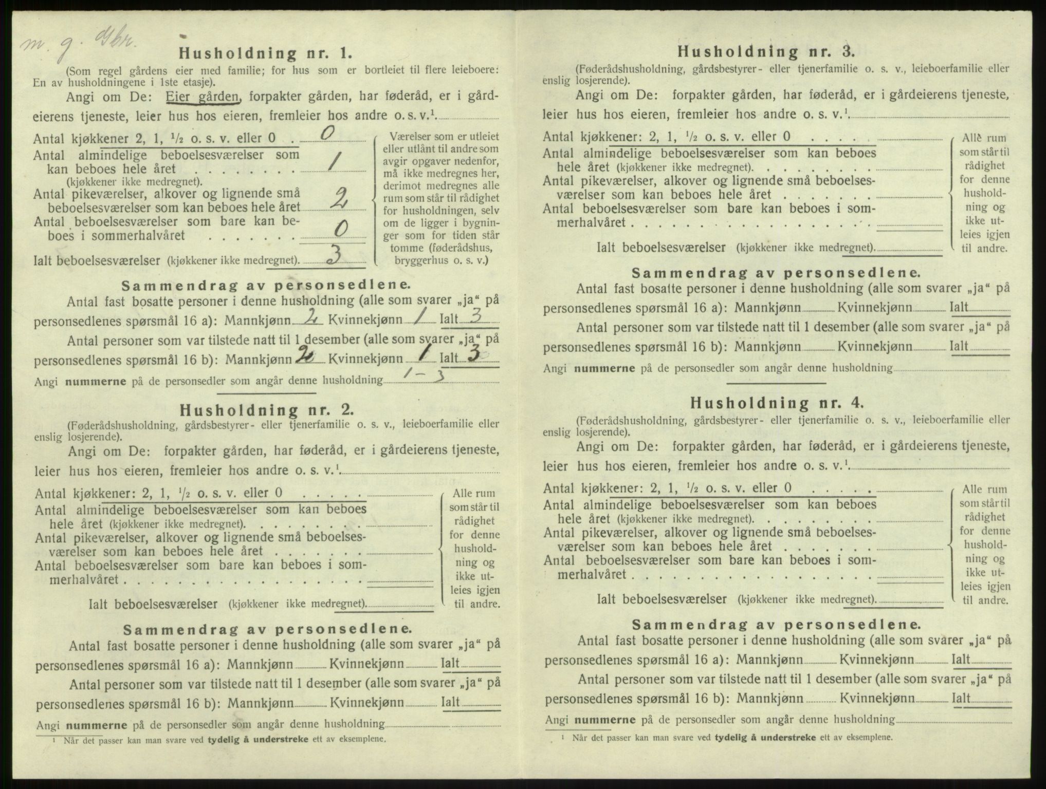 SAB, 1920 census for Brekke, 1920, p. 202