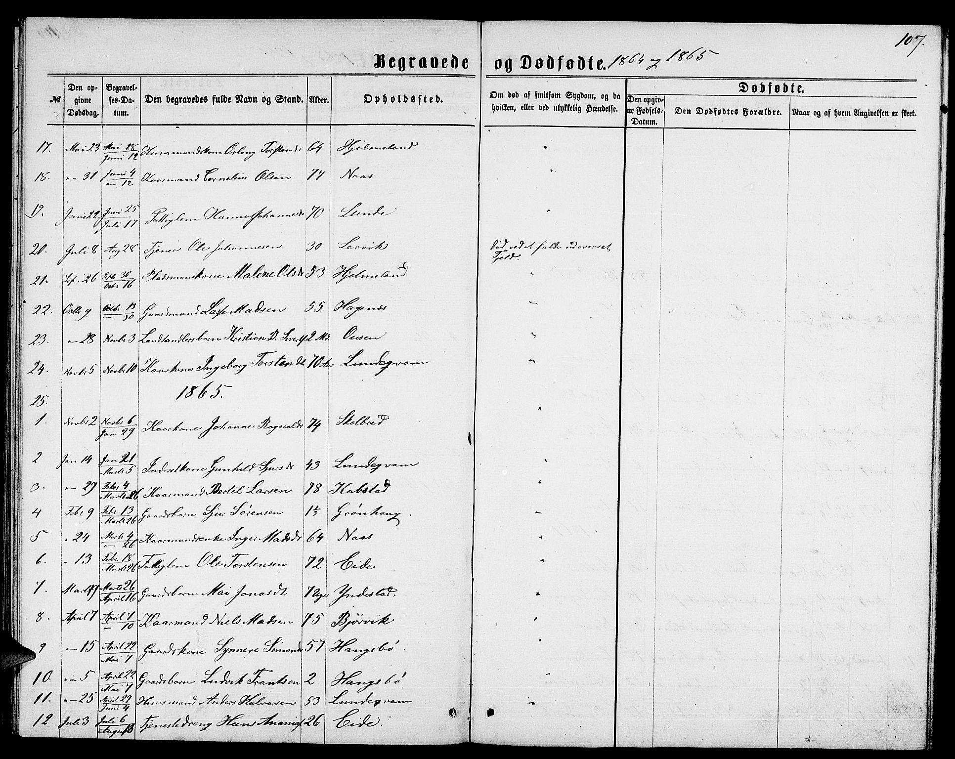 Gaular sokneprestembete, SAB/A-80001/H/Hab: Parish register (copy) no. B 2, 1863-1881, p. 107