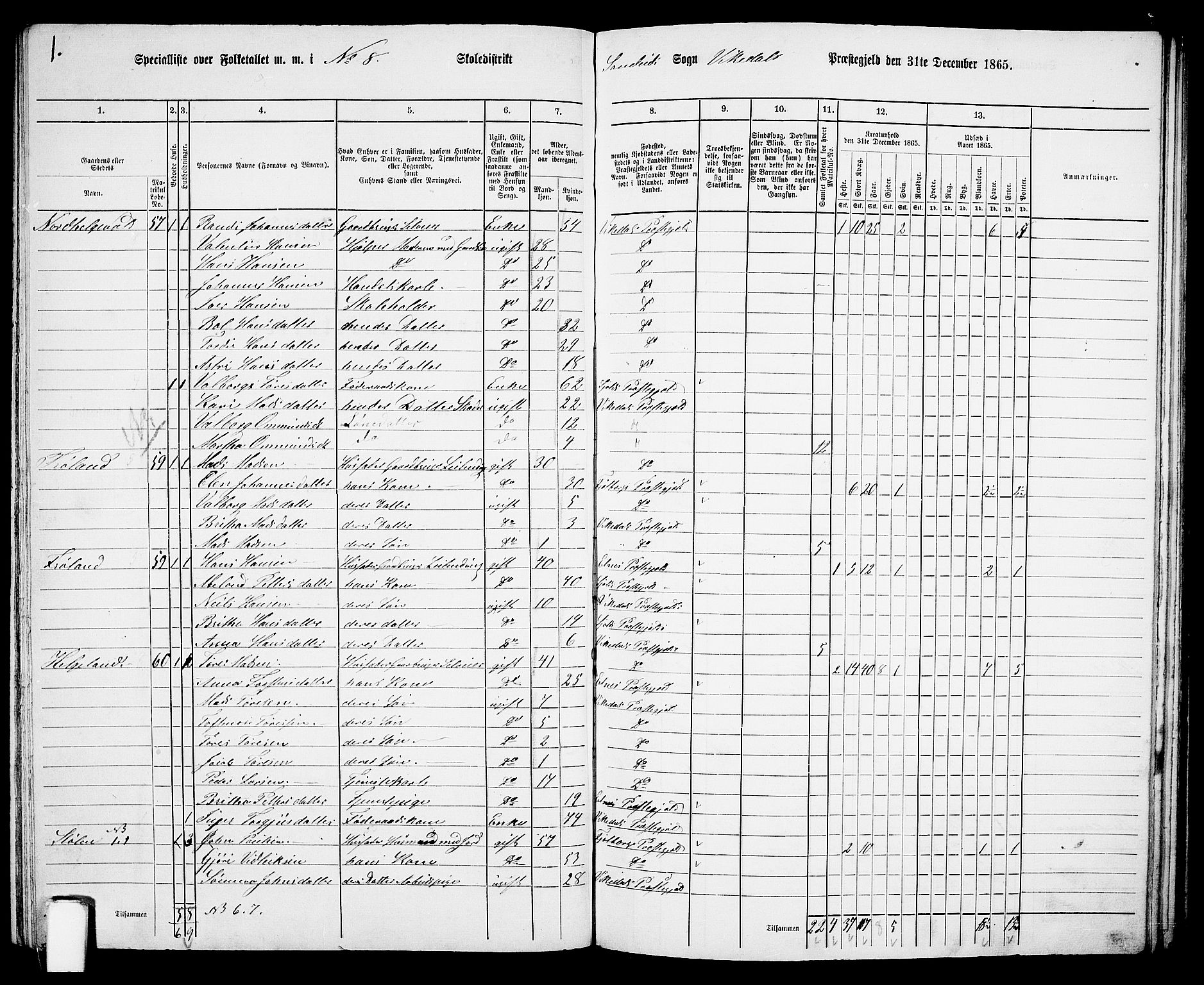 RA, 1865 census for Vikedal, 1865, p. 82