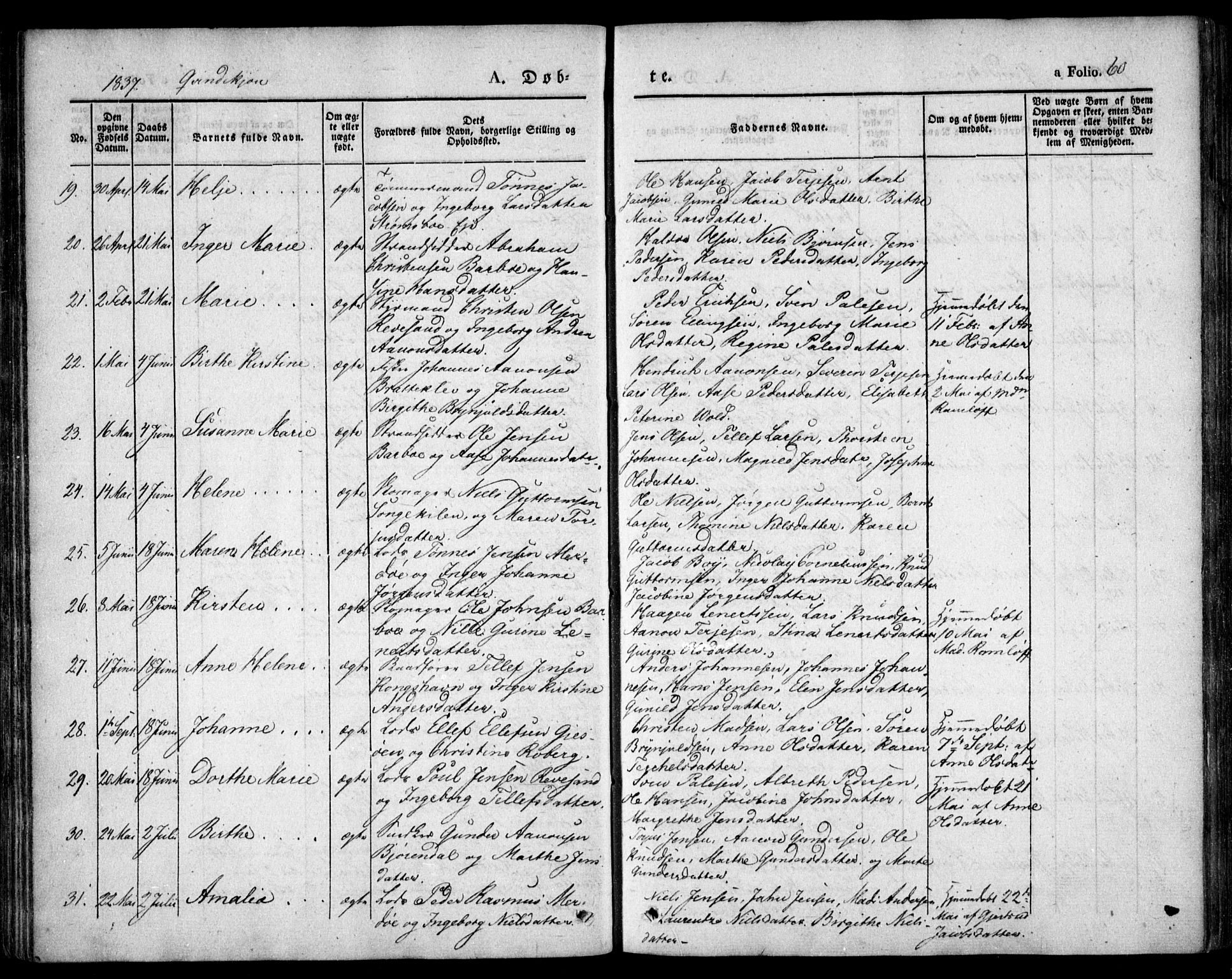 Tromøy sokneprestkontor, AV/SAK-1111-0041/F/Fa/L0004: Parish register (official) no. A 4, 1837-1846, p. 60