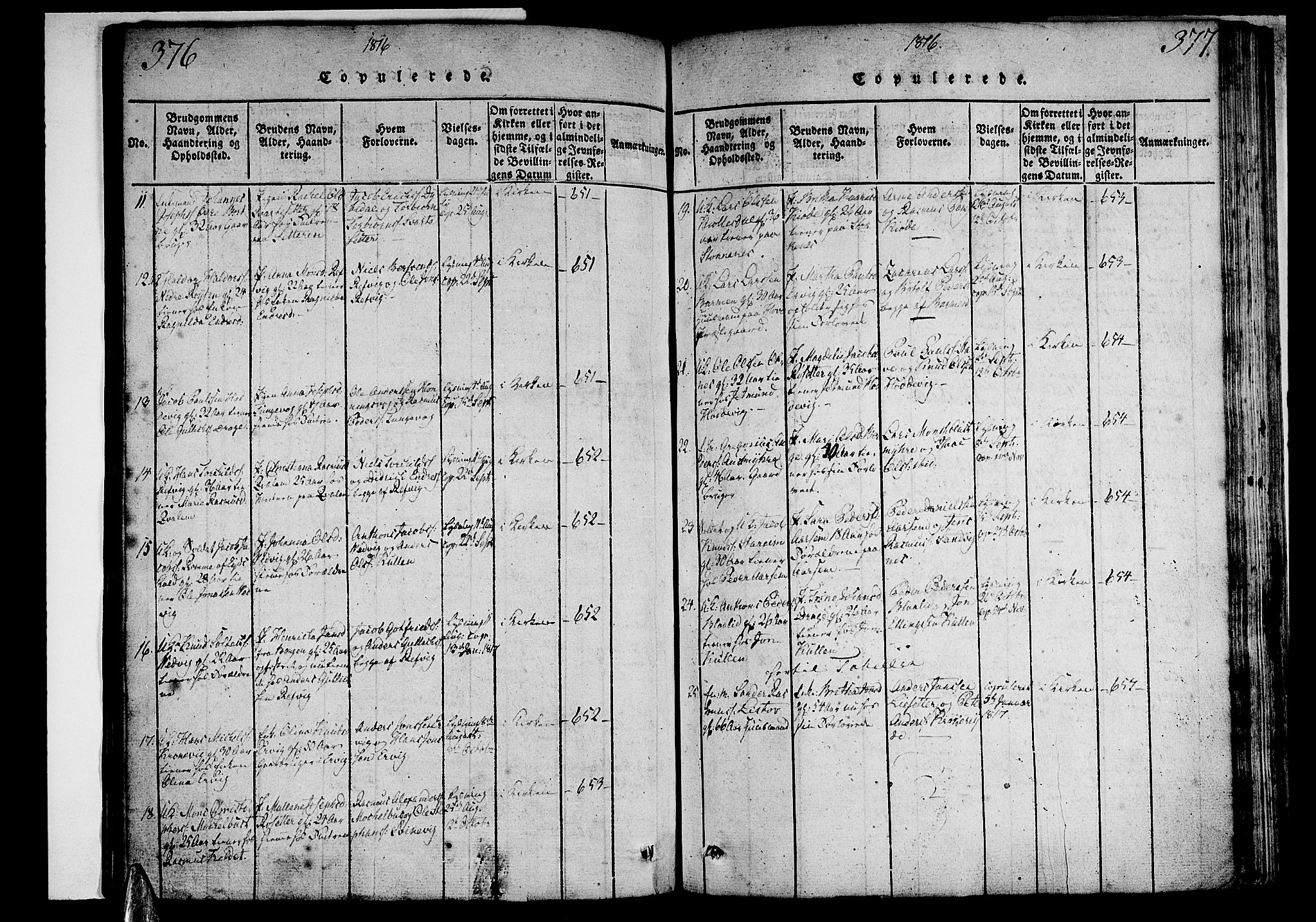 Selje sokneprestembete, SAB/A-99938/H/Ha/Haa/Haaa: Parish register (official) no. A 8, 1816-1828, p. 376-377
