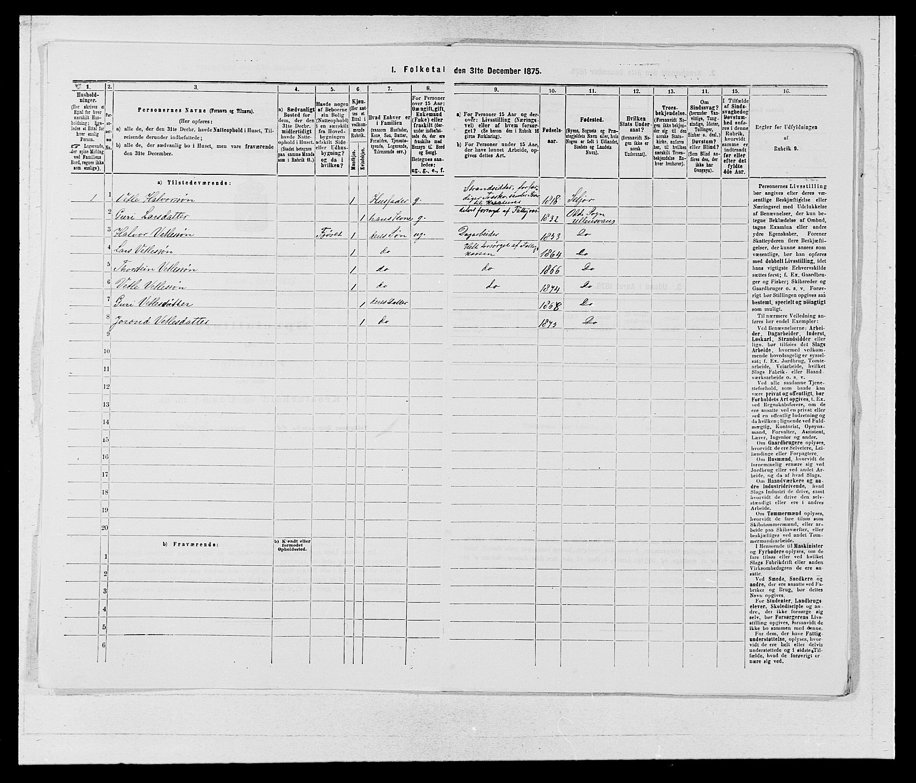 SAB, 1875 census for 1230P Ullensvang, 1875, p. 50