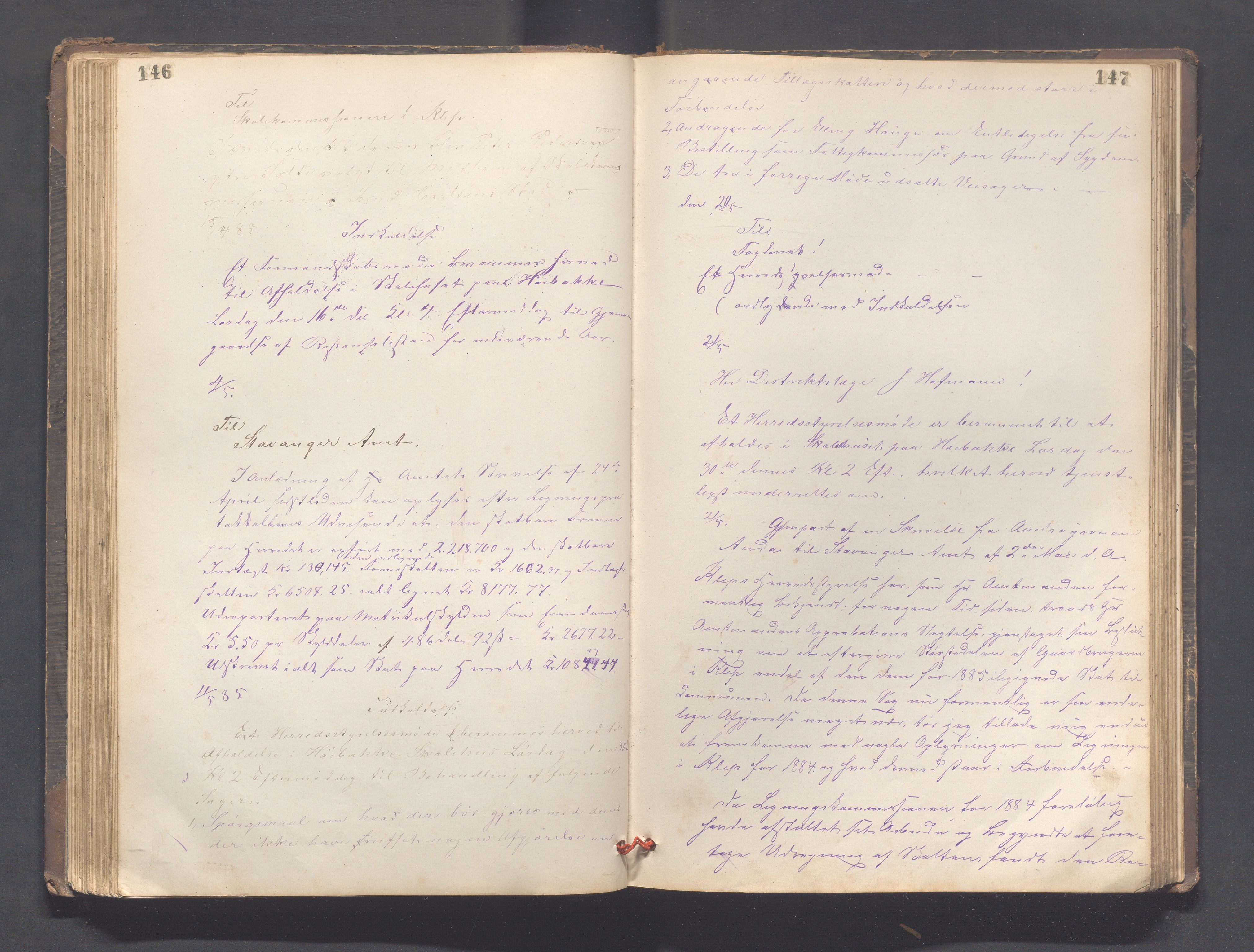 Klepp kommune - Formannskapet, IKAR/K-100277/B/L0003: Kopibok, 1877-1892, p. 146-147