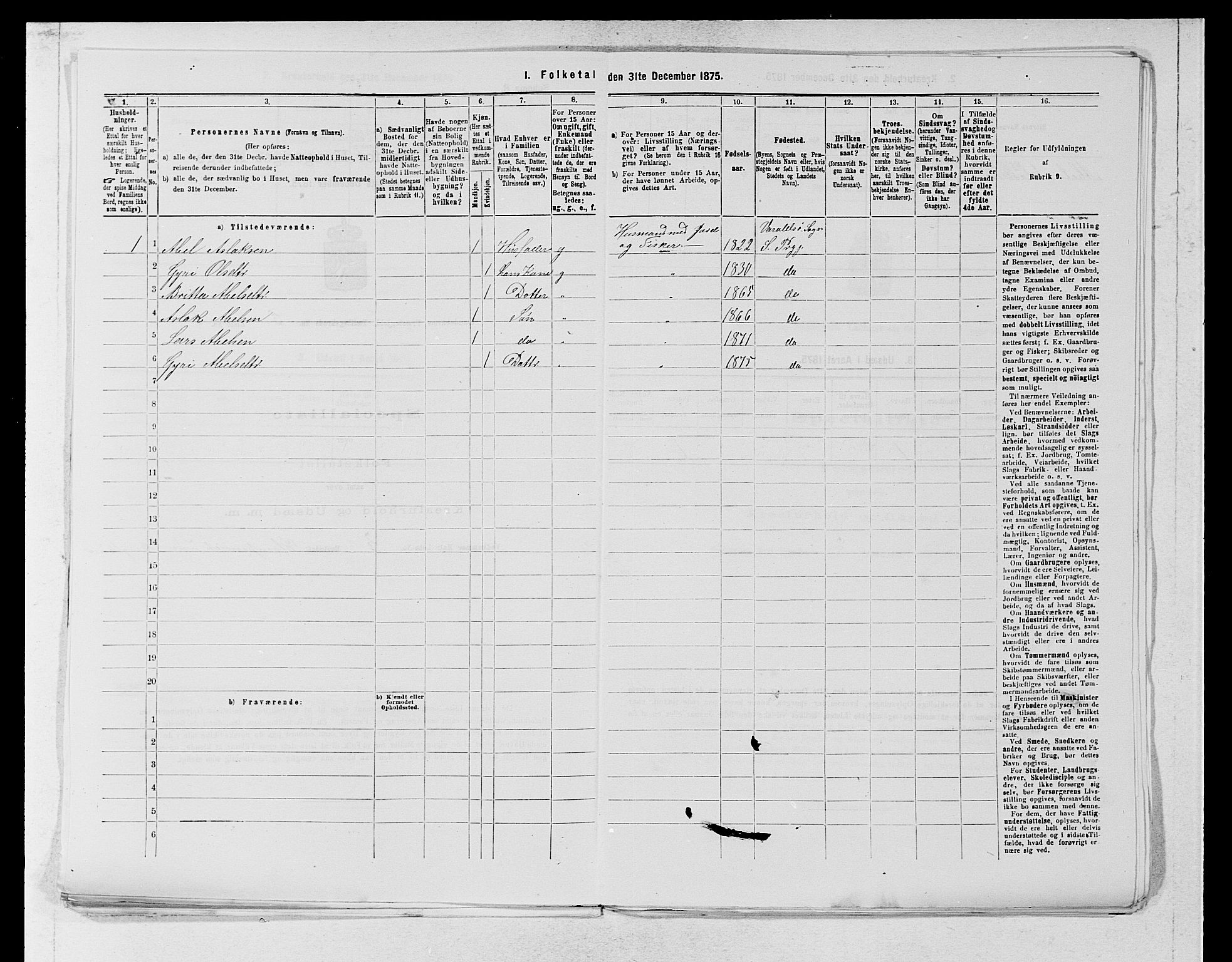 SAB, 1875 census for 1226P Strandebarm, 1875, p. 332