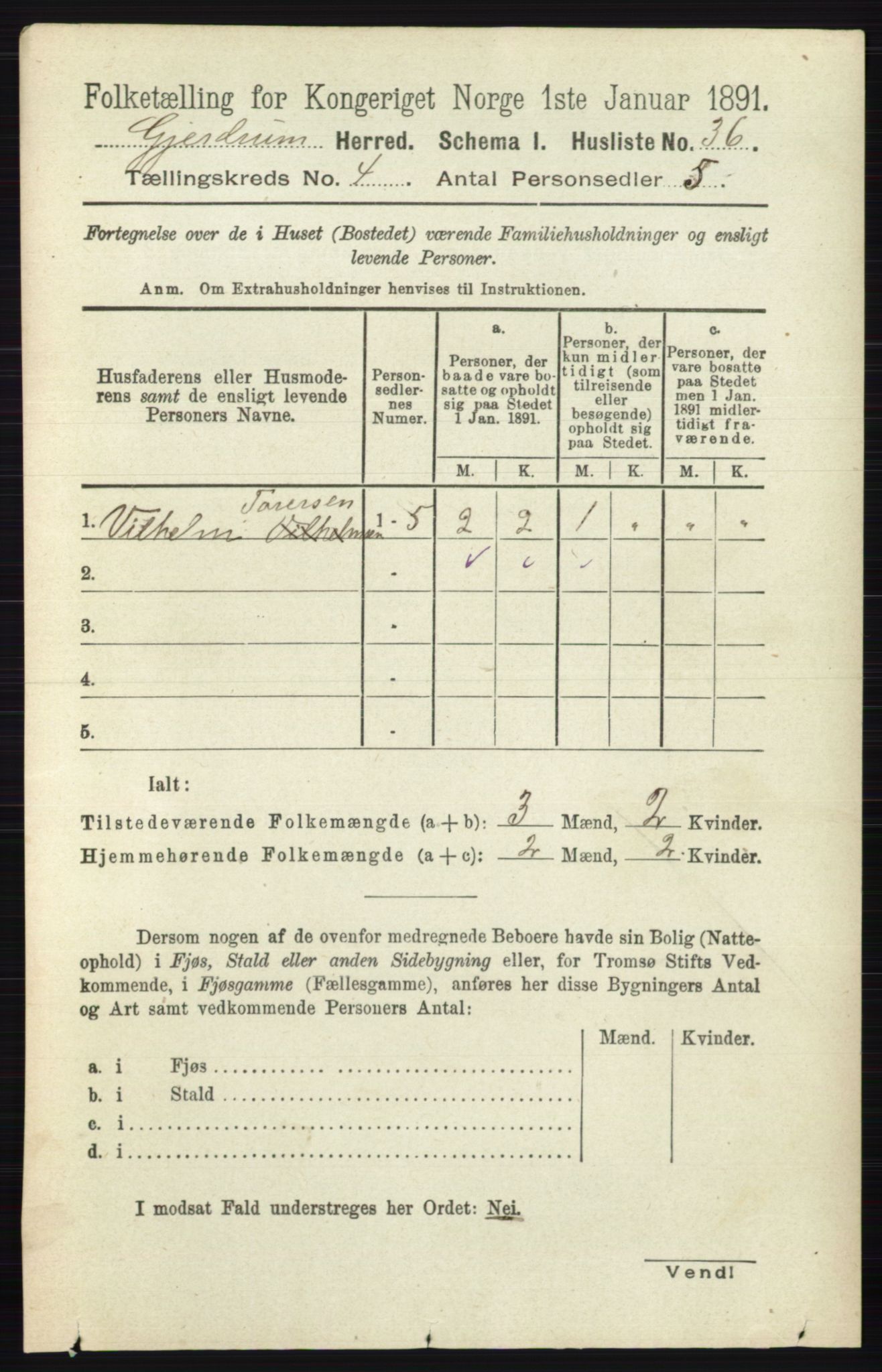 RA, 1891 census for 0234 Gjerdrum, 1891, p. 1785
