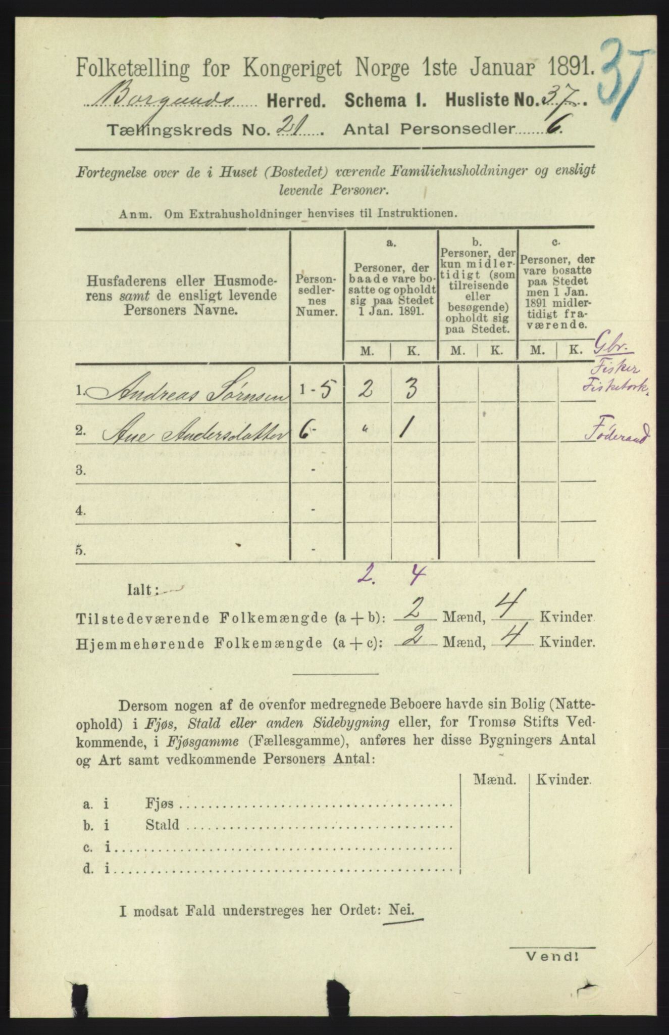 RA, 1891 census for 1531 Borgund, 1891, p. 6336