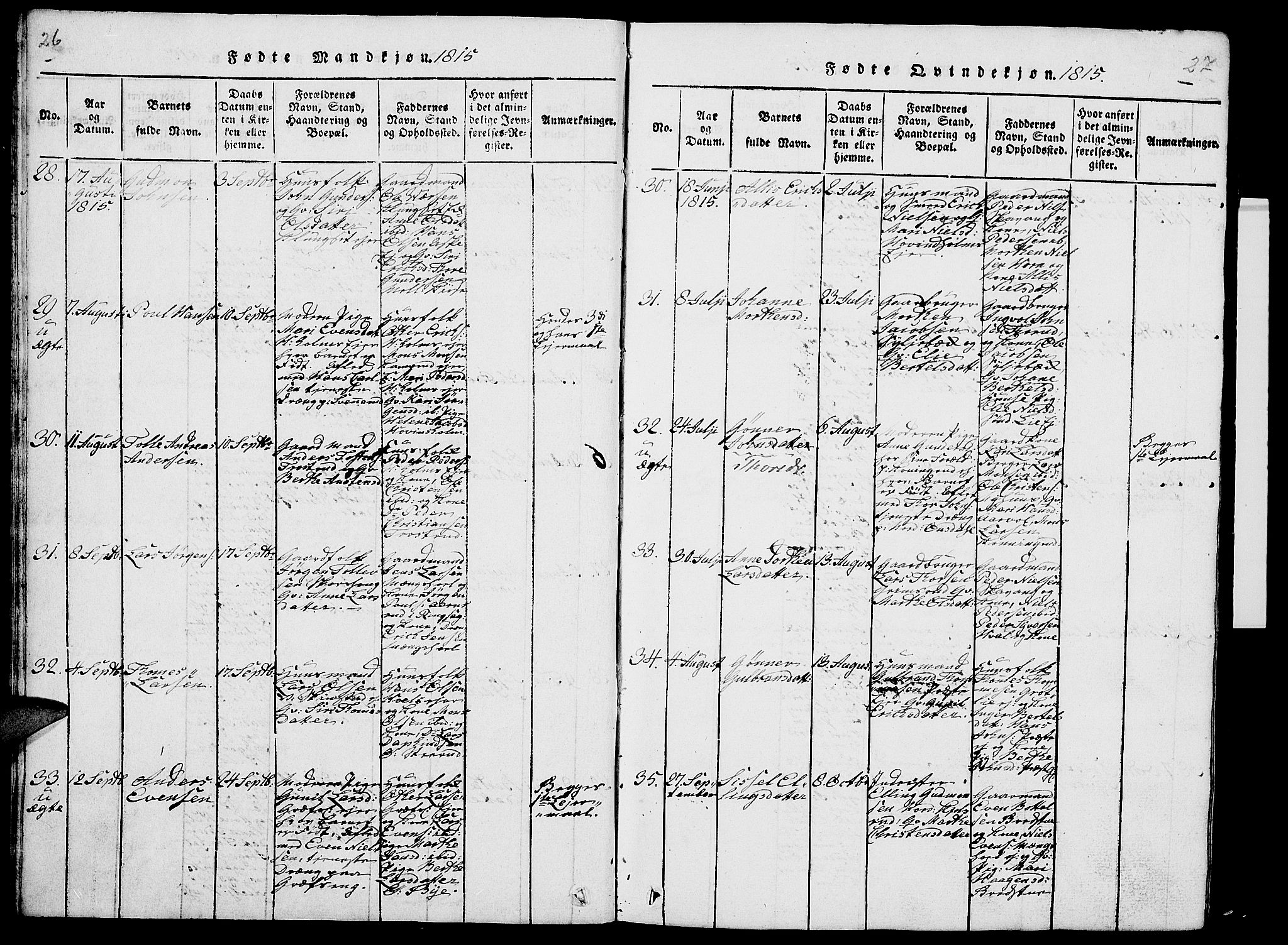 Nes prestekontor, Hedmark, AV/SAH-PREST-020/L/La/L0003: Parish register (copy) no. 3, 1814-1831, p. 26-27