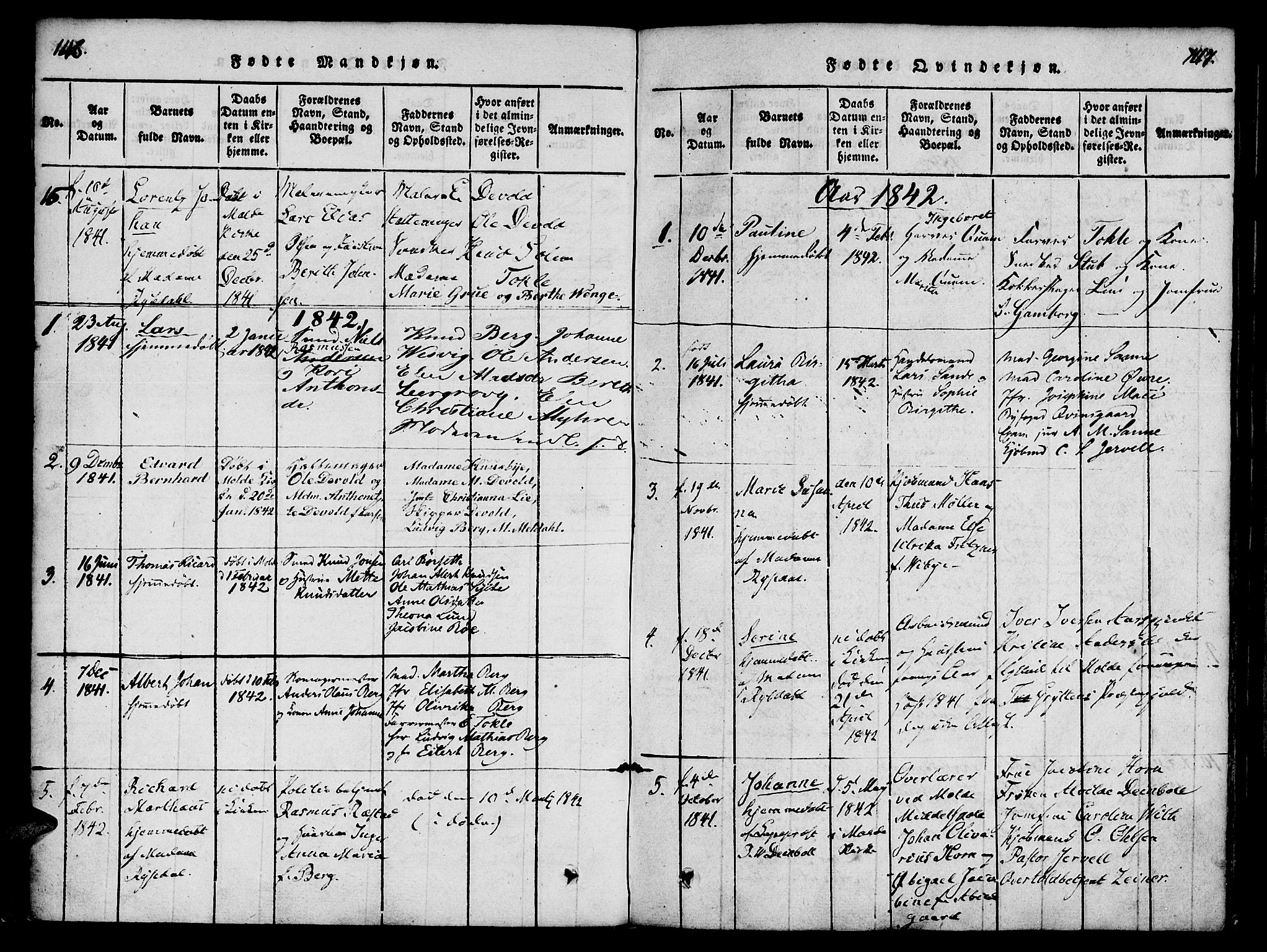 Ministerialprotokoller, klokkerbøker og fødselsregistre - Møre og Romsdal, AV/SAT-A-1454/558/L0688: Parish register (official) no. 558A02, 1818-1843, p. 146-147