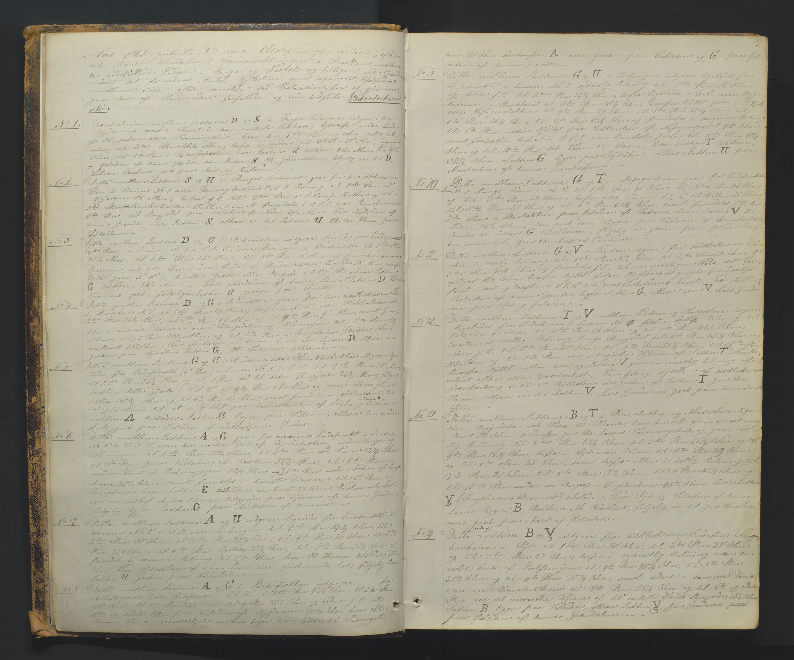 Utskiftningsformannen i Nedenes amt, AV/SAK-1541-0002/F/Fa/Faa/L0004: Utskiftningsprotokoll med gårdsregister, Nedenes amt nr 4, 1863-1865, p. 3