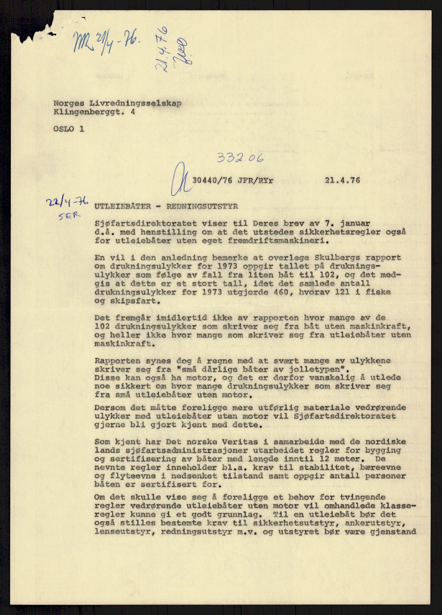 Sjøfartsdirektoratet med forløpere, generelt arkiv, AV/RA-S-1407/D/Du/Duc/L0641/0004: Skipskontrollen - Forskrifter    / Utleiebåter (2 mapper), 1977-1989, p. 46