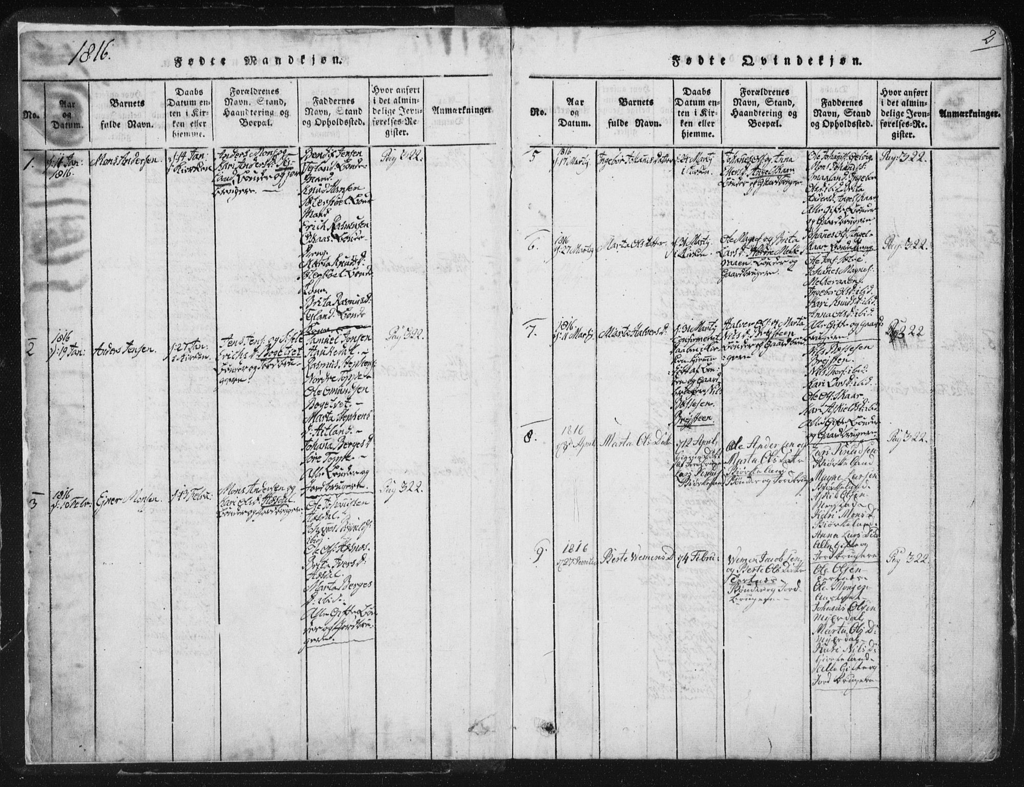 Hamre sokneprestembete, AV/SAB-A-75501/H/Ha/Haa/Haaa/L0010: Parish register (official) no. A 10, 1816-1826, p. 2