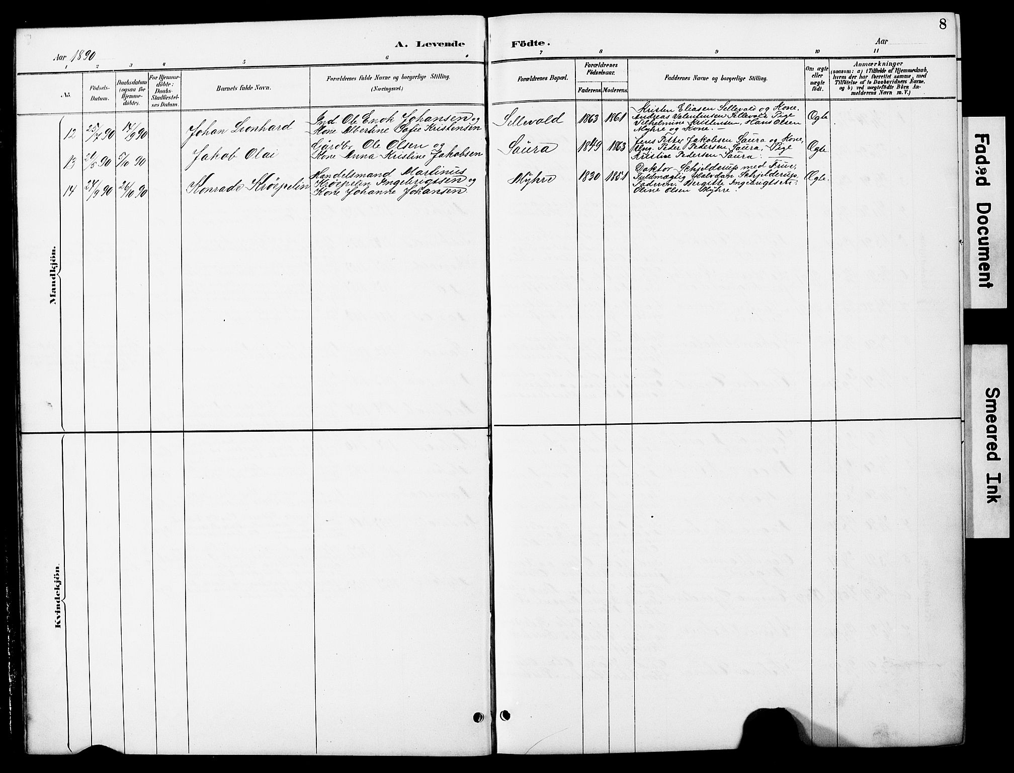 Ministerialprotokoller, klokkerbøker og fødselsregistre - Nordland, SAT/A-1459/897/L1413: Parish register (copy) no. 897C03, 1887-1903, p. 8