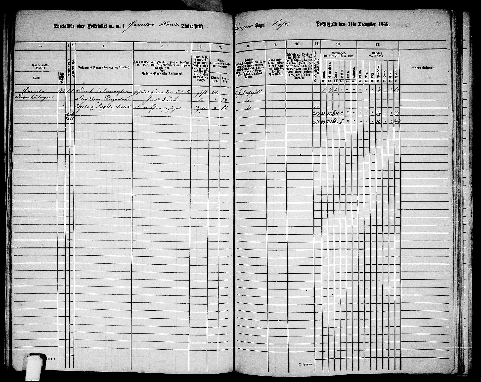 RA, 1865 census for Voss, 1865, p. 403