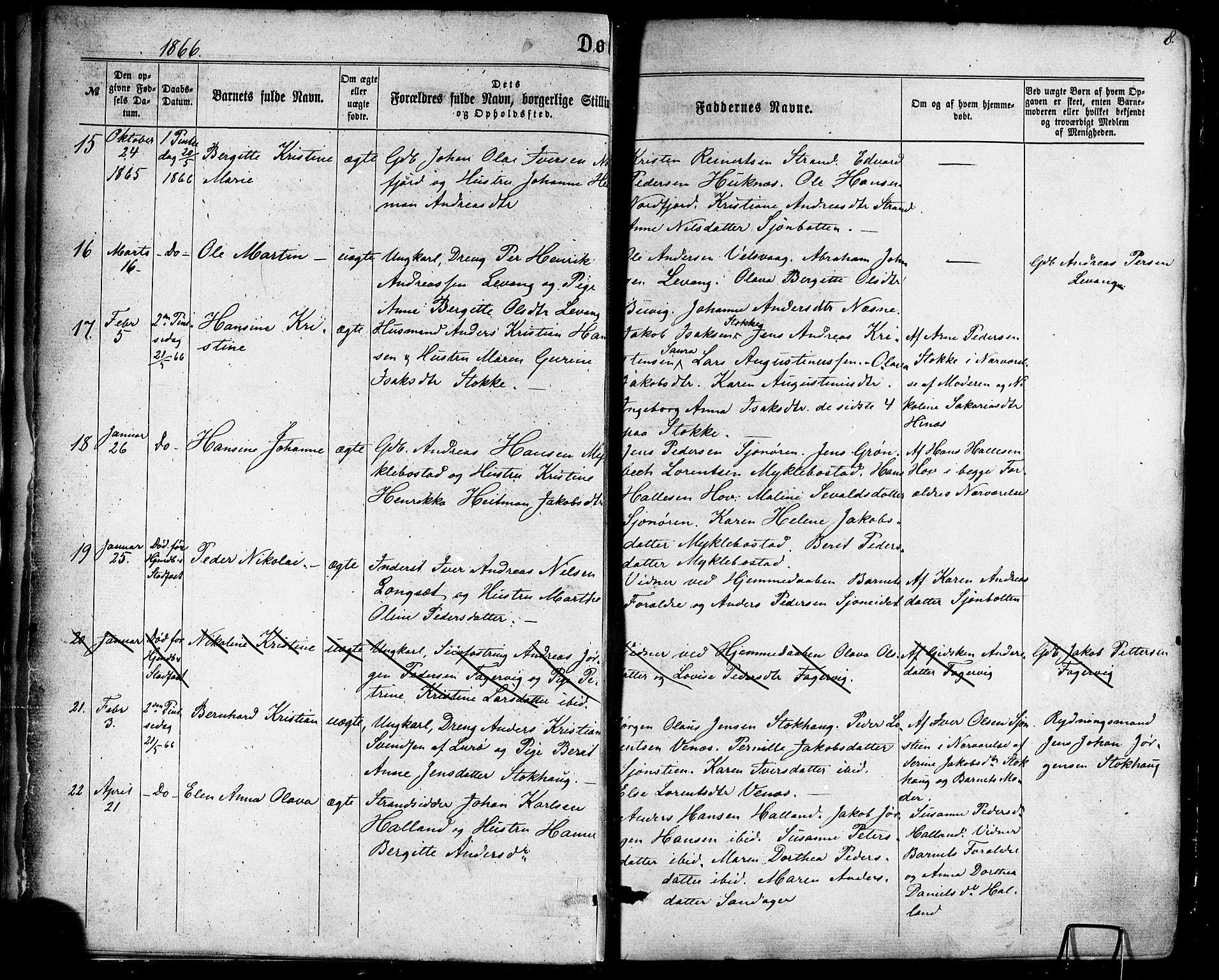 Ministerialprotokoller, klokkerbøker og fødselsregistre - Nordland, AV/SAT-A-1459/838/L0551: Parish register (official) no. 838A09, 1864-1880, p. 8