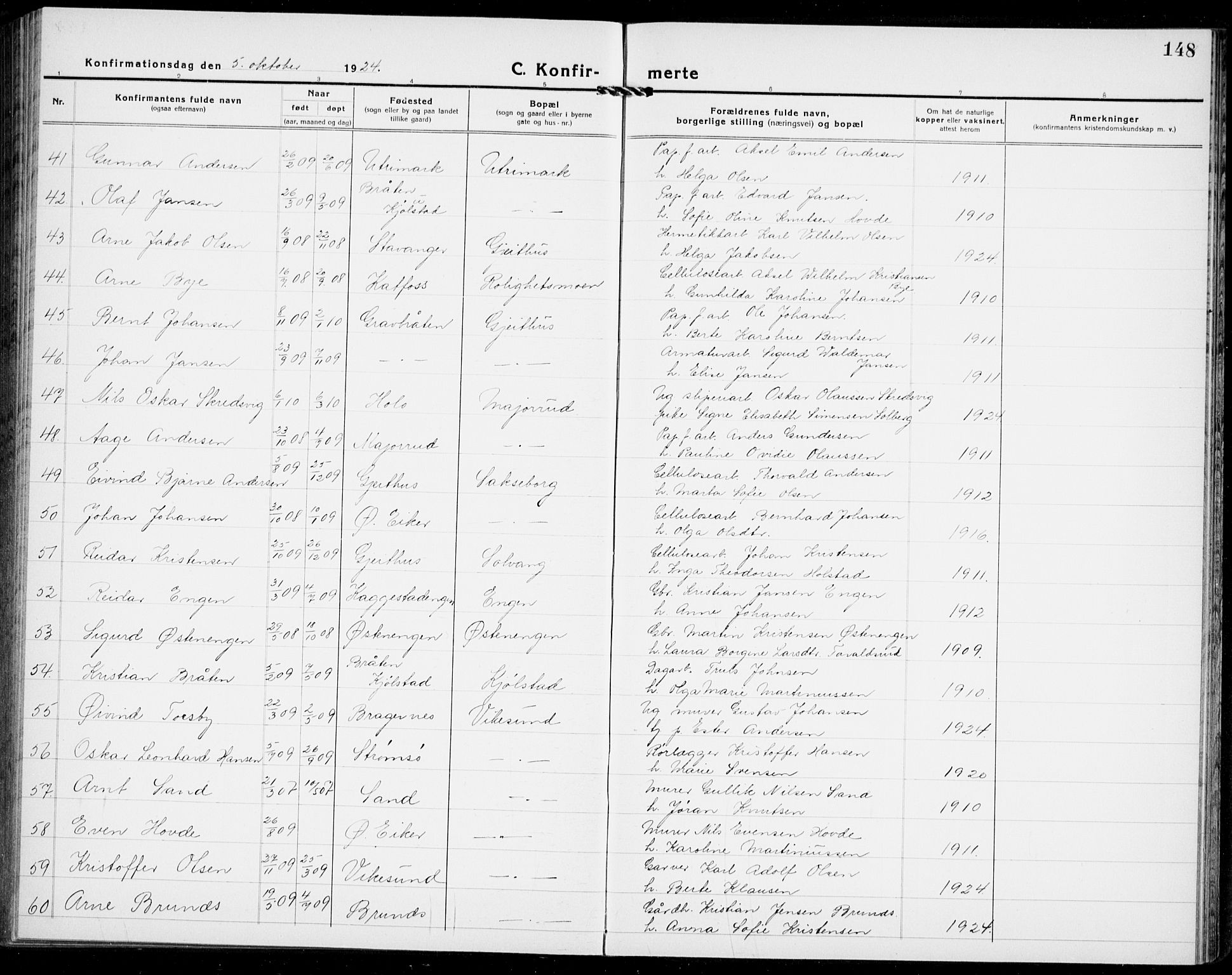 Modum kirkebøker, AV/SAKO-A-234/G/Ga/L0012: Parish register (copy) no. I 12, 1923-1933, p. 148