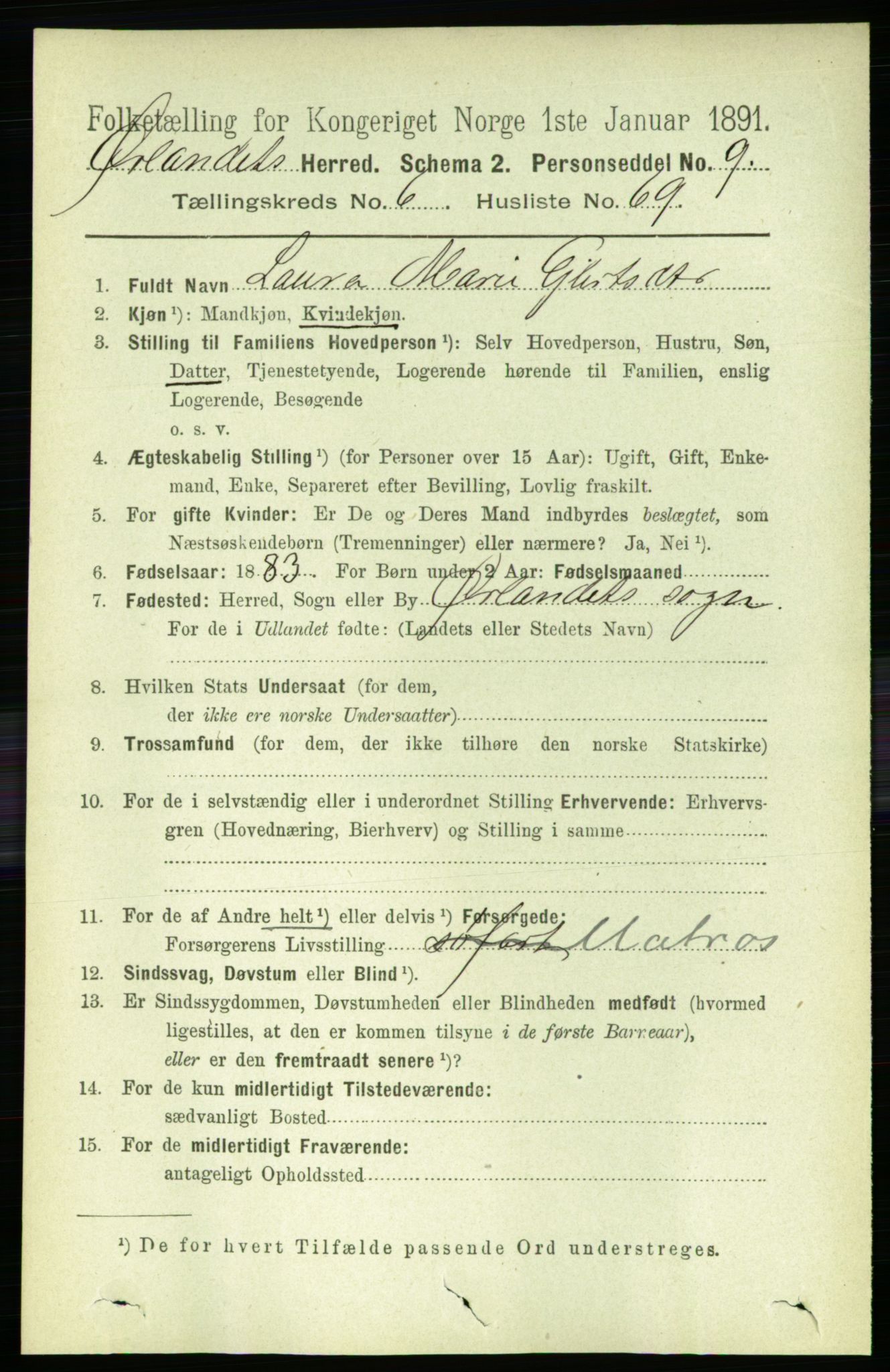 RA, 1891 census for 1621 Ørland, 1891, p. 2267