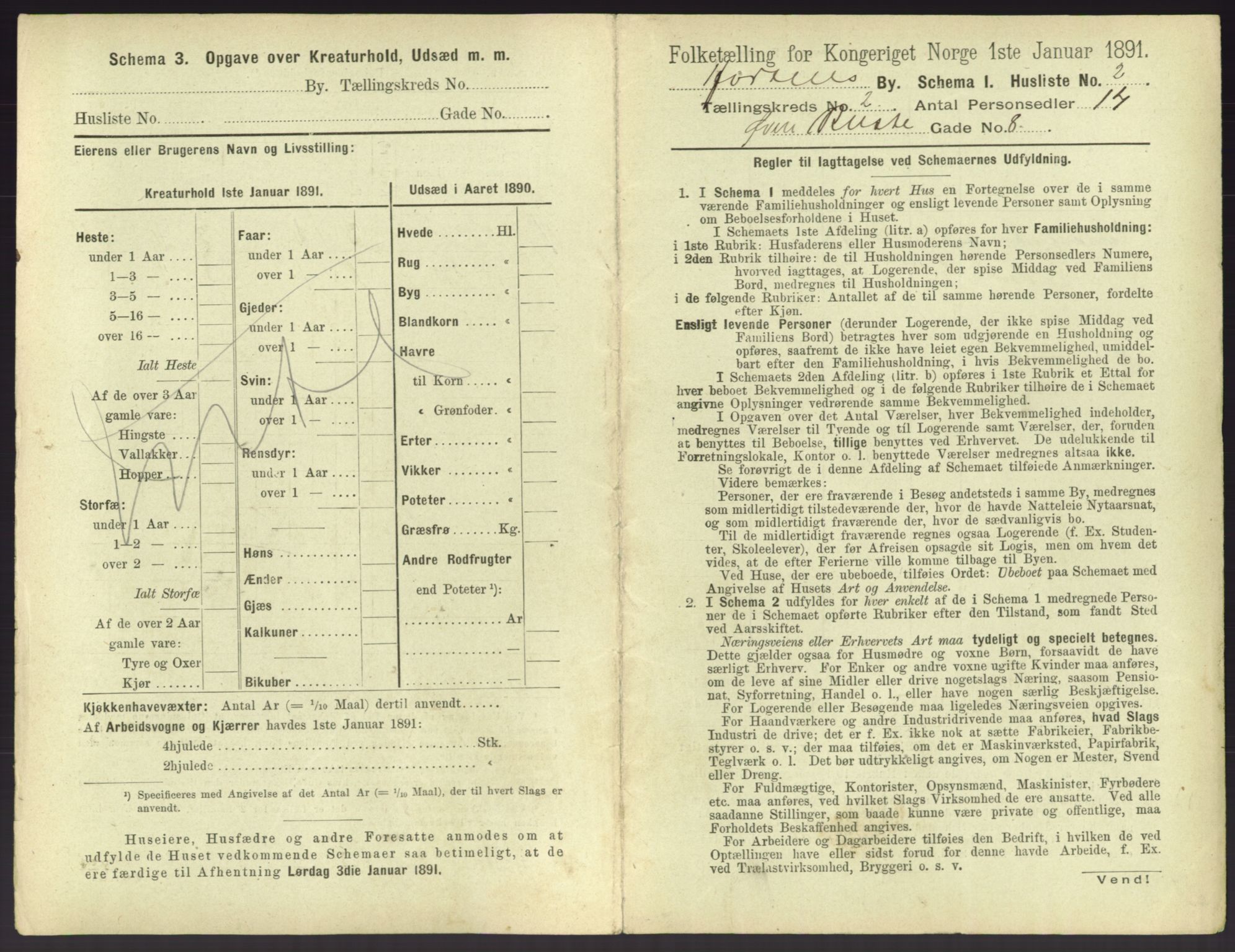 RA, 1891 census for 0703 Horten, 1891, p. 155