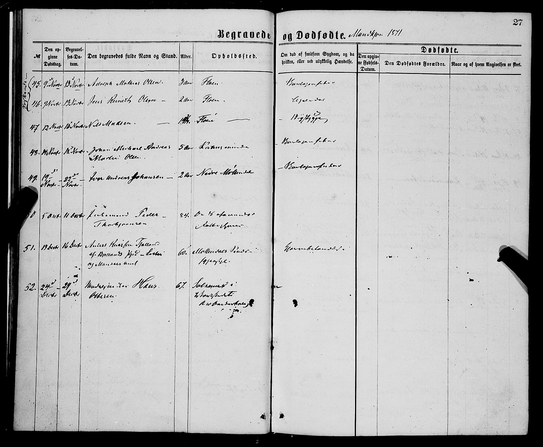 St. Jørgens hospital og Årstad sokneprestembete, AV/SAB-A-99934: Parish register (official) no. A 11, 1864-1886, p. 27