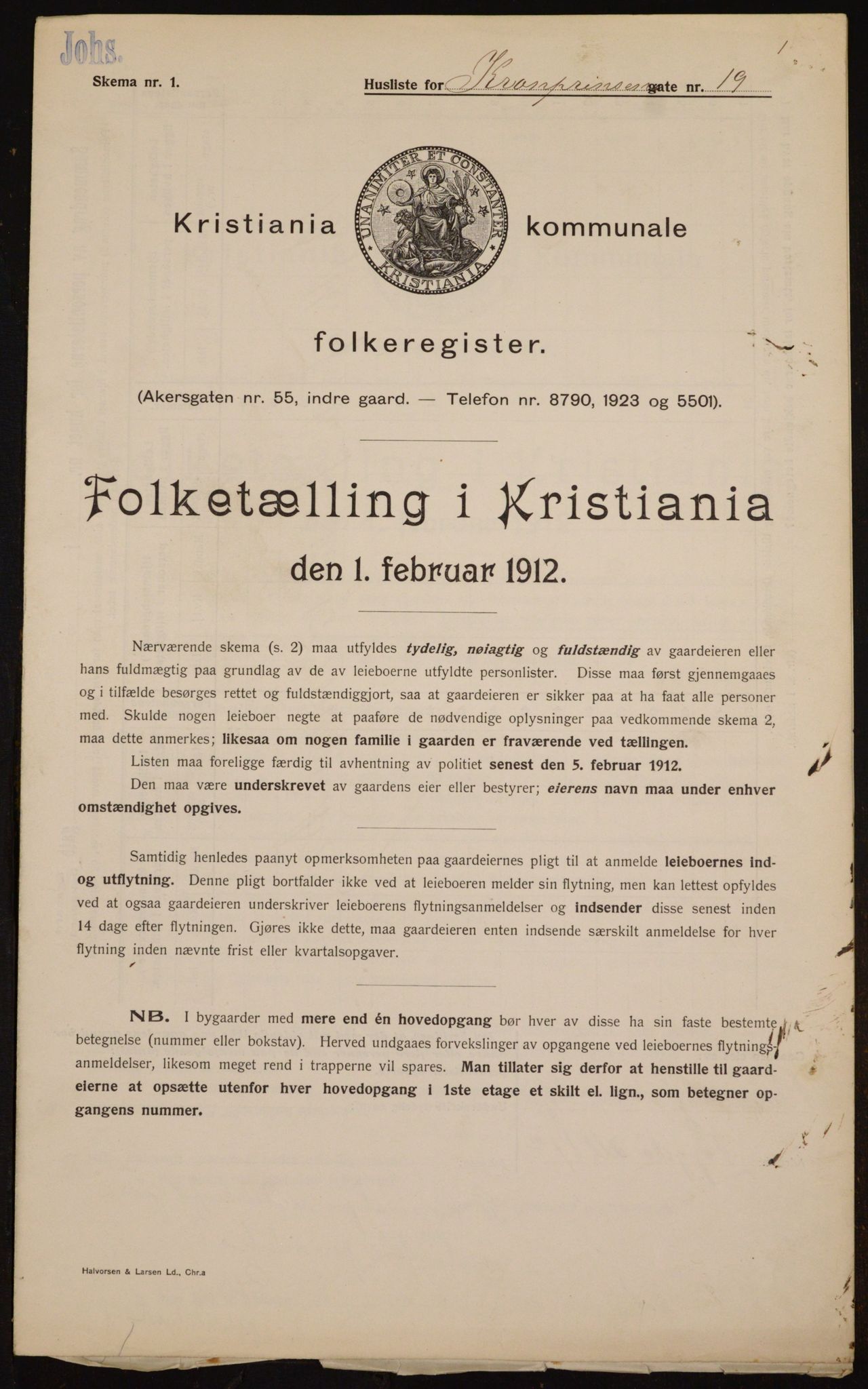 OBA, Municipal Census 1912 for Kristiania, 1912, p. 54971