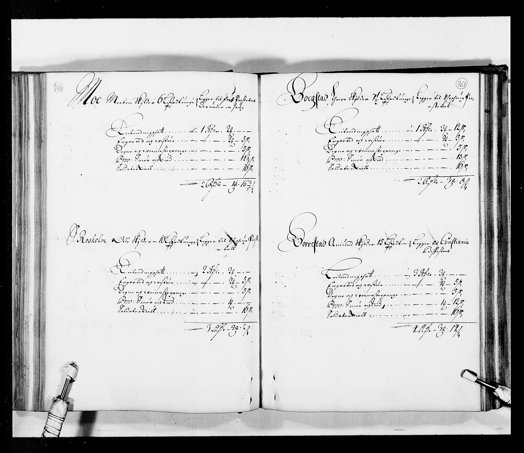 Stattholderembetet 1572-1771, AV/RA-EA-2870/Ek/L0034/0001: Jordebøker 1662-1720: / Matrikkel for Nedre Romerike, 1685, p. 166-167
