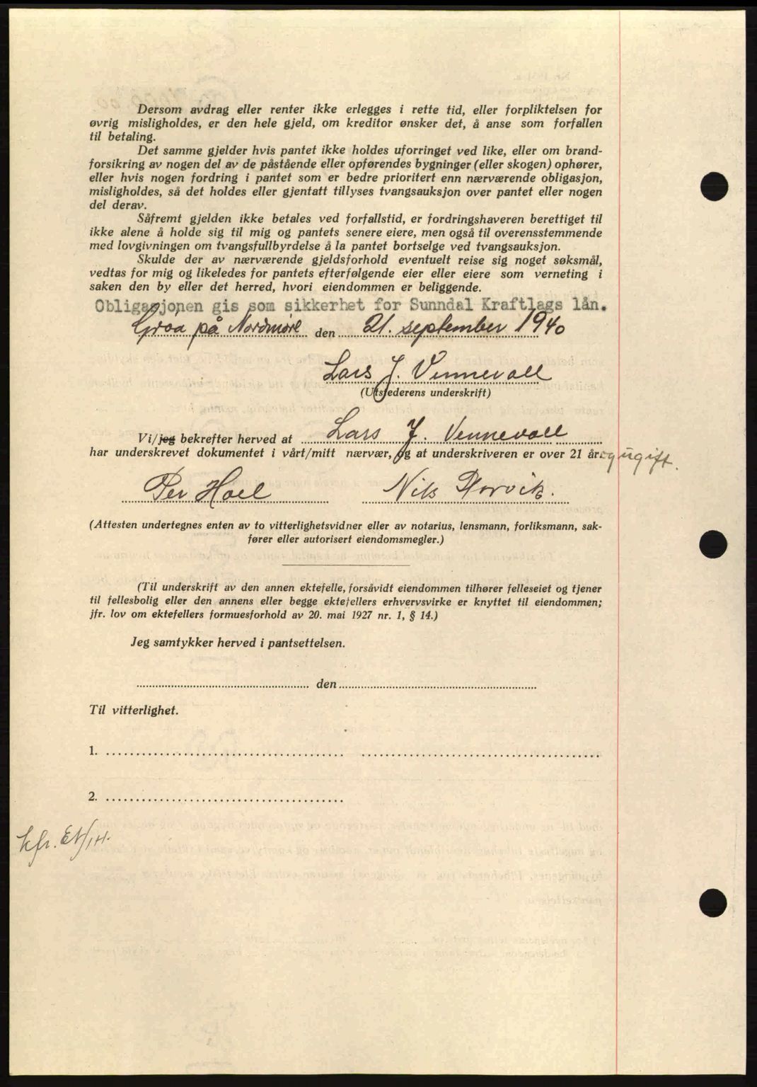 Nordmøre sorenskriveri, AV/SAT-A-4132/1/2/2Ca: Mortgage book no. B87, 1940-1941, Diary no: : 1917/1940