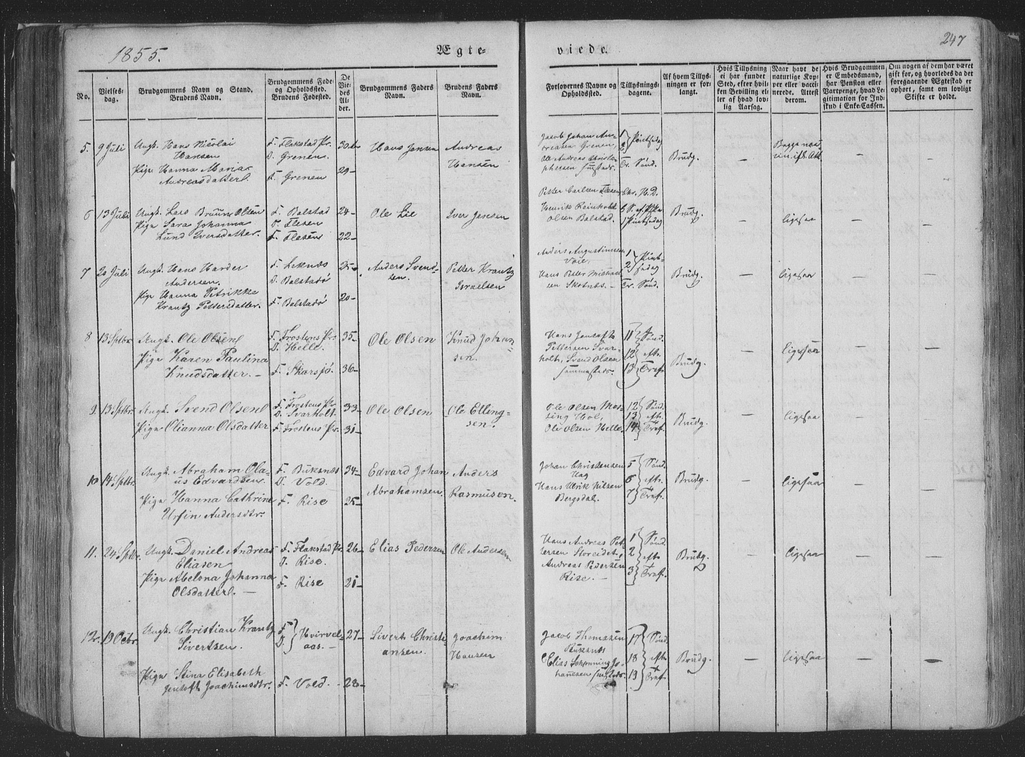 Ministerialprotokoller, klokkerbøker og fødselsregistre - Nordland, SAT/A-1459/881/L1165: Parish register (copy) no. 881C02, 1854-1876, p. 247