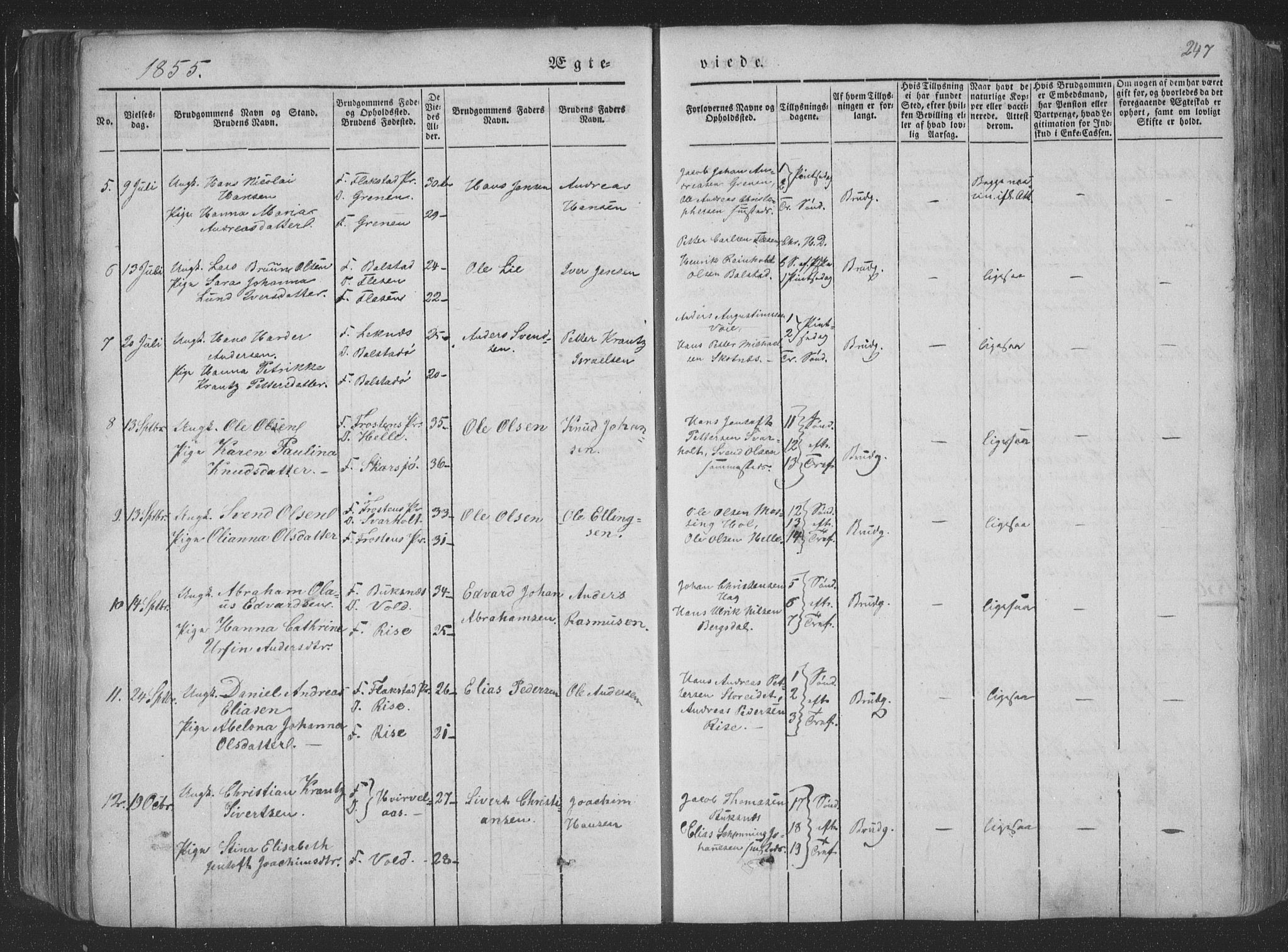 Ministerialprotokoller, klokkerbøker og fødselsregistre - Nordland, AV/SAT-A-1459/881/L1165: Parish register (copy) no. 881C02, 1854-1876, p. 247