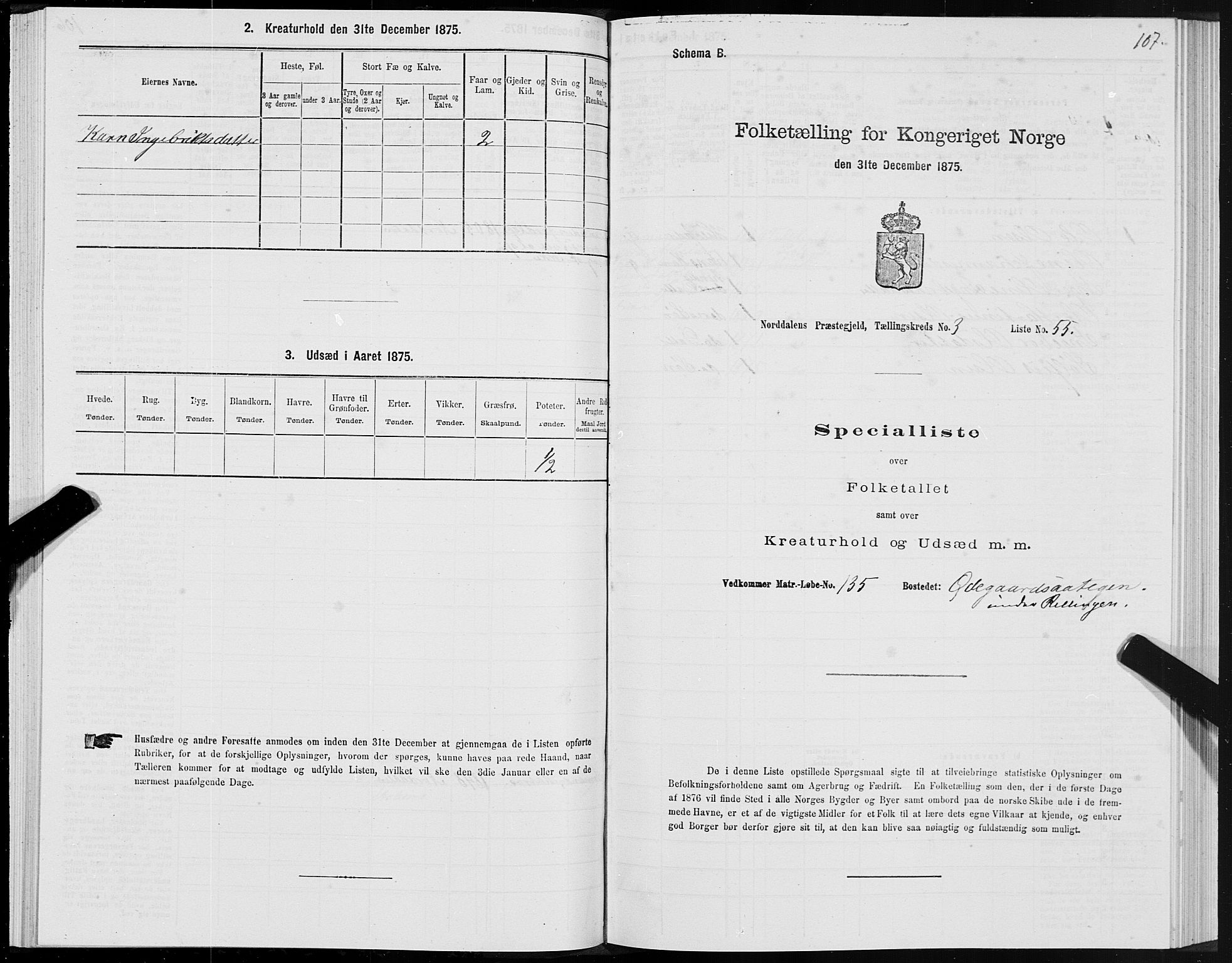 SAT, 1875 census for 1524P Norddal, 1875, p. 2107