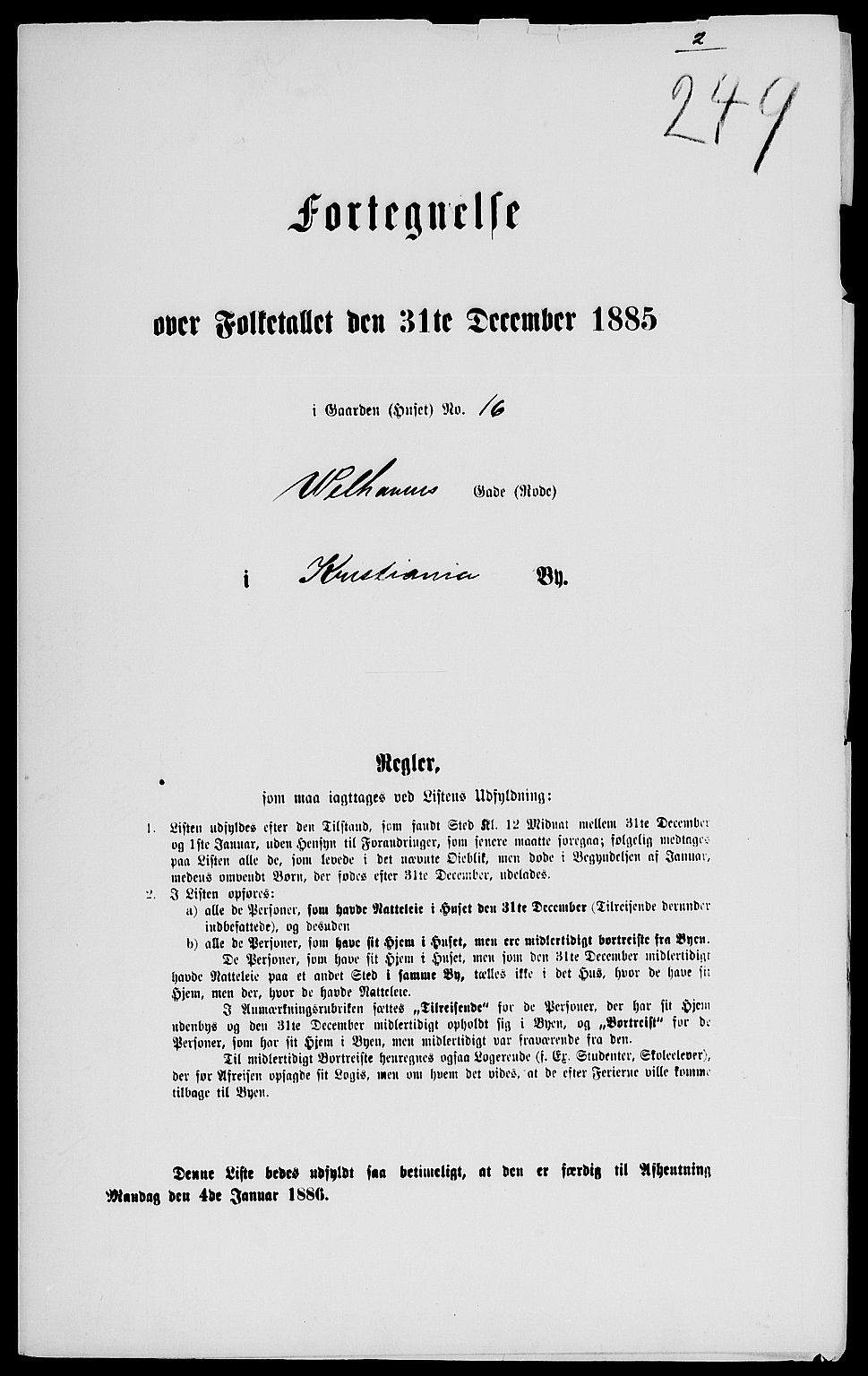 RA, 1885 census for 0301 Kristiania, 1885, p. 2216