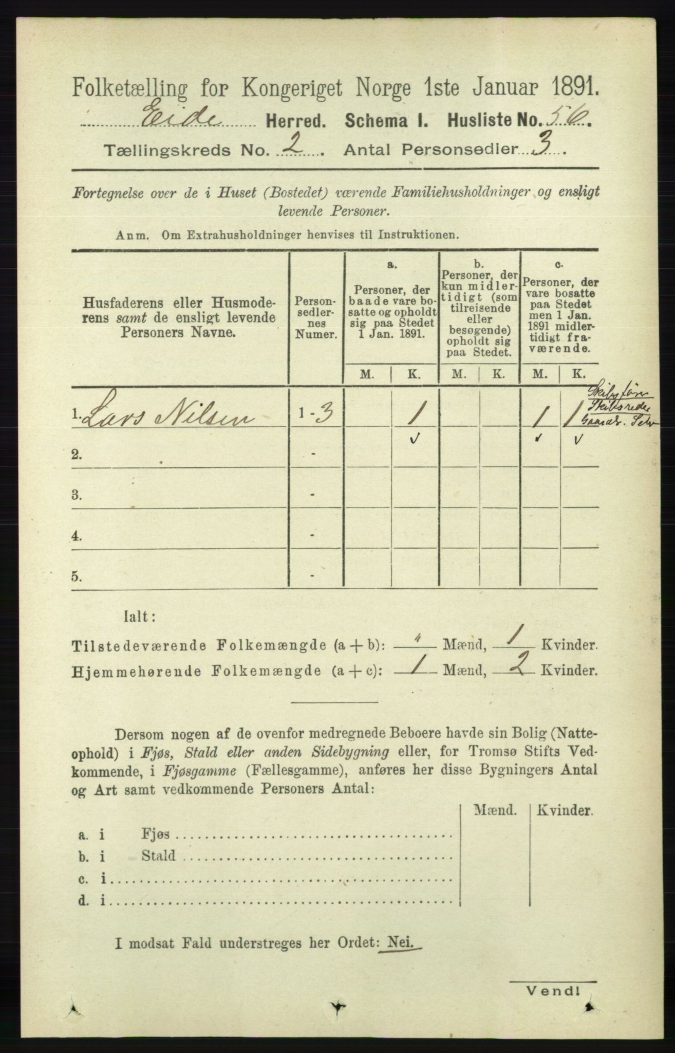 RA, 1891 census for 0925 Eide, 1891, p. 339