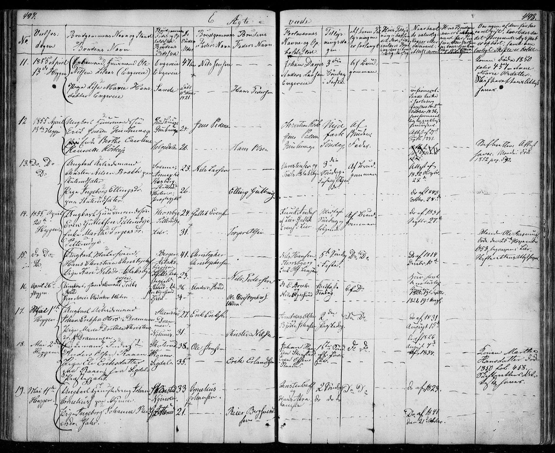 Modum kirkebøker, AV/SAKO-A-234/F/Fa/L0008: Parish register (official) no. 8, 1851-1859, p. 497-498