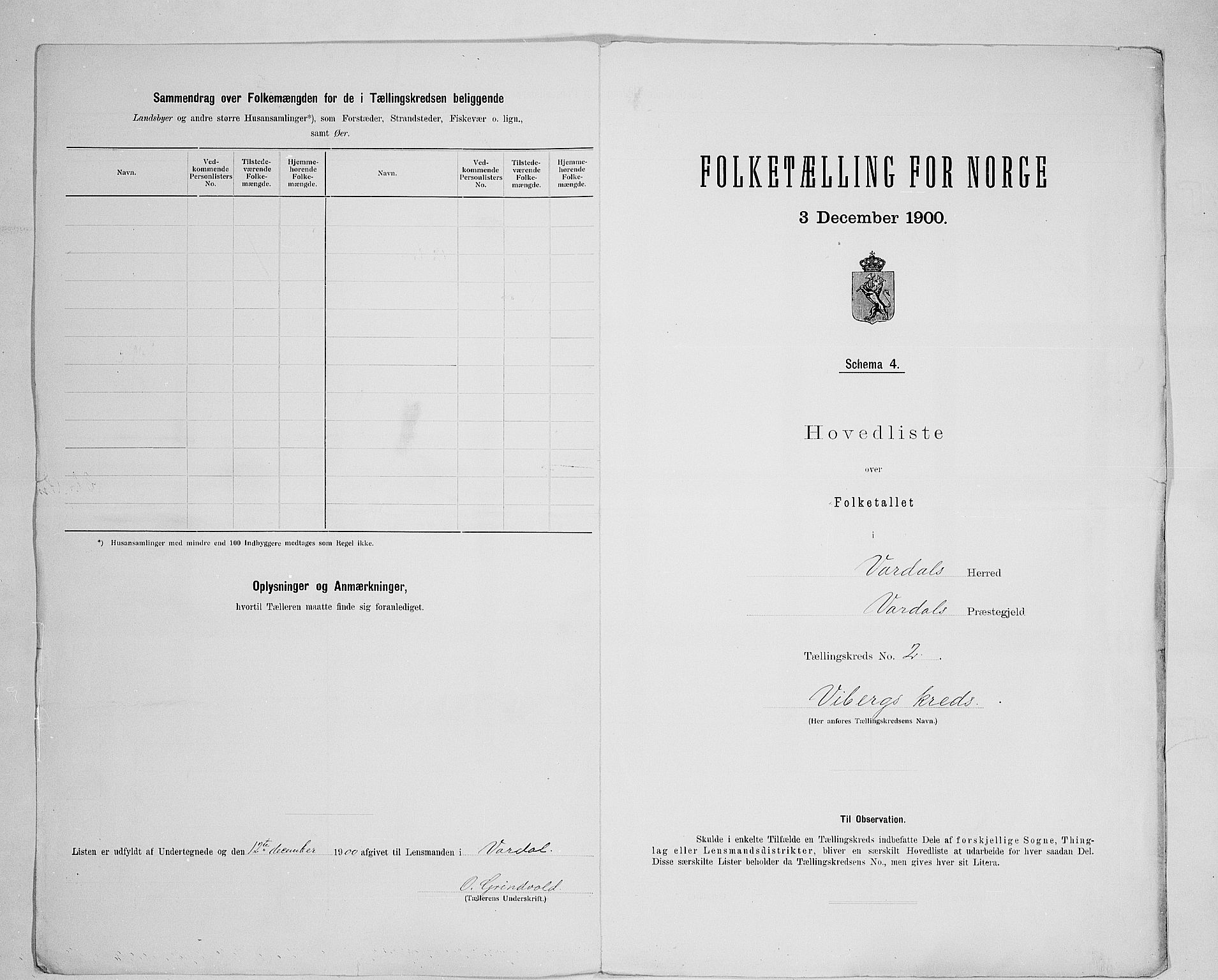 SAH, 1900 census for Vardal, 1900, p. 20