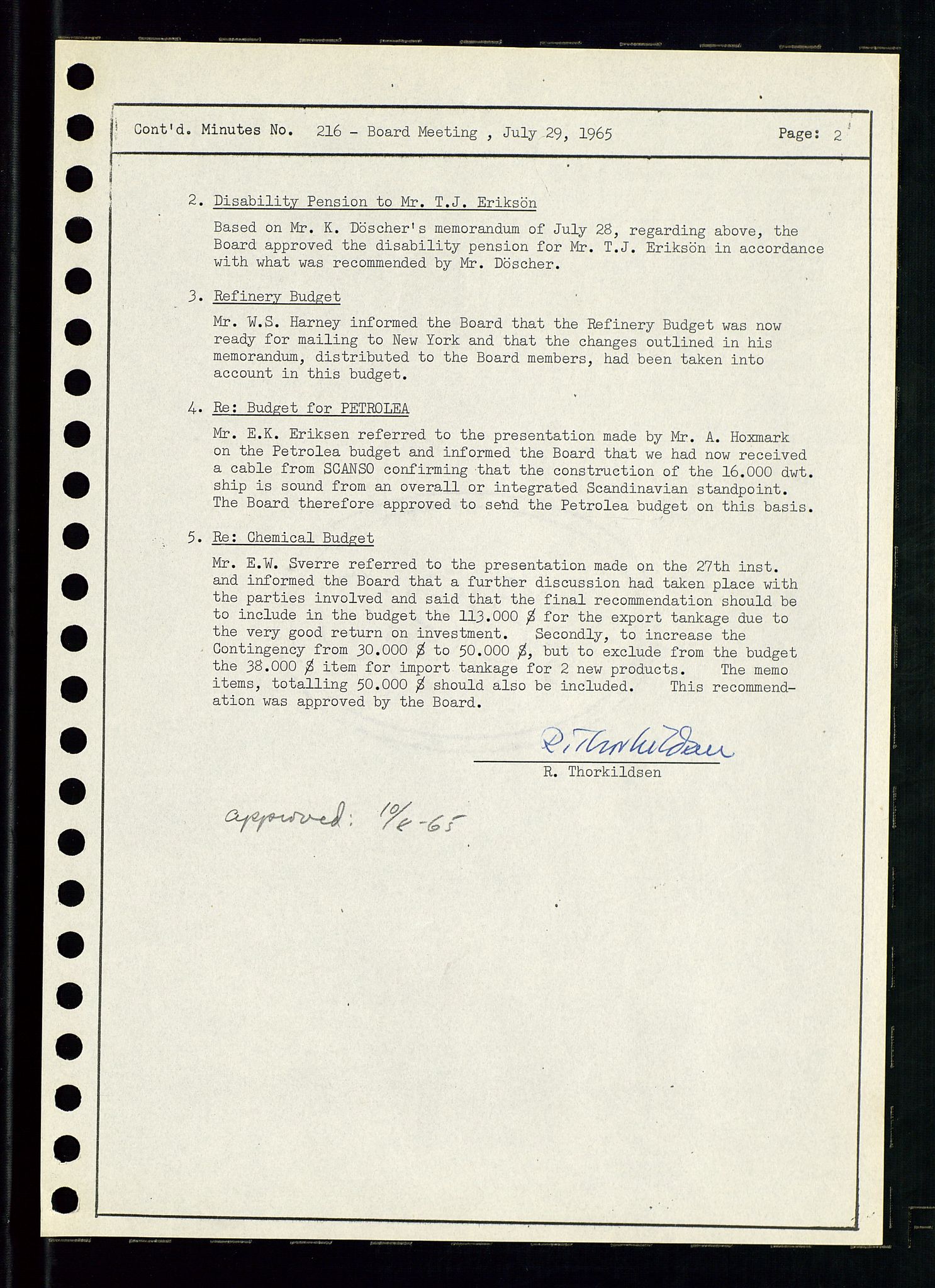 Pa 0982 - Esso Norge A/S, AV/SAST-A-100448/A/Aa/L0002/0001: Den administrerende direksjon Board minutes (styrereferater) / Den administrerende direksjon Board minutes (styrereferater), 1965, p. 78