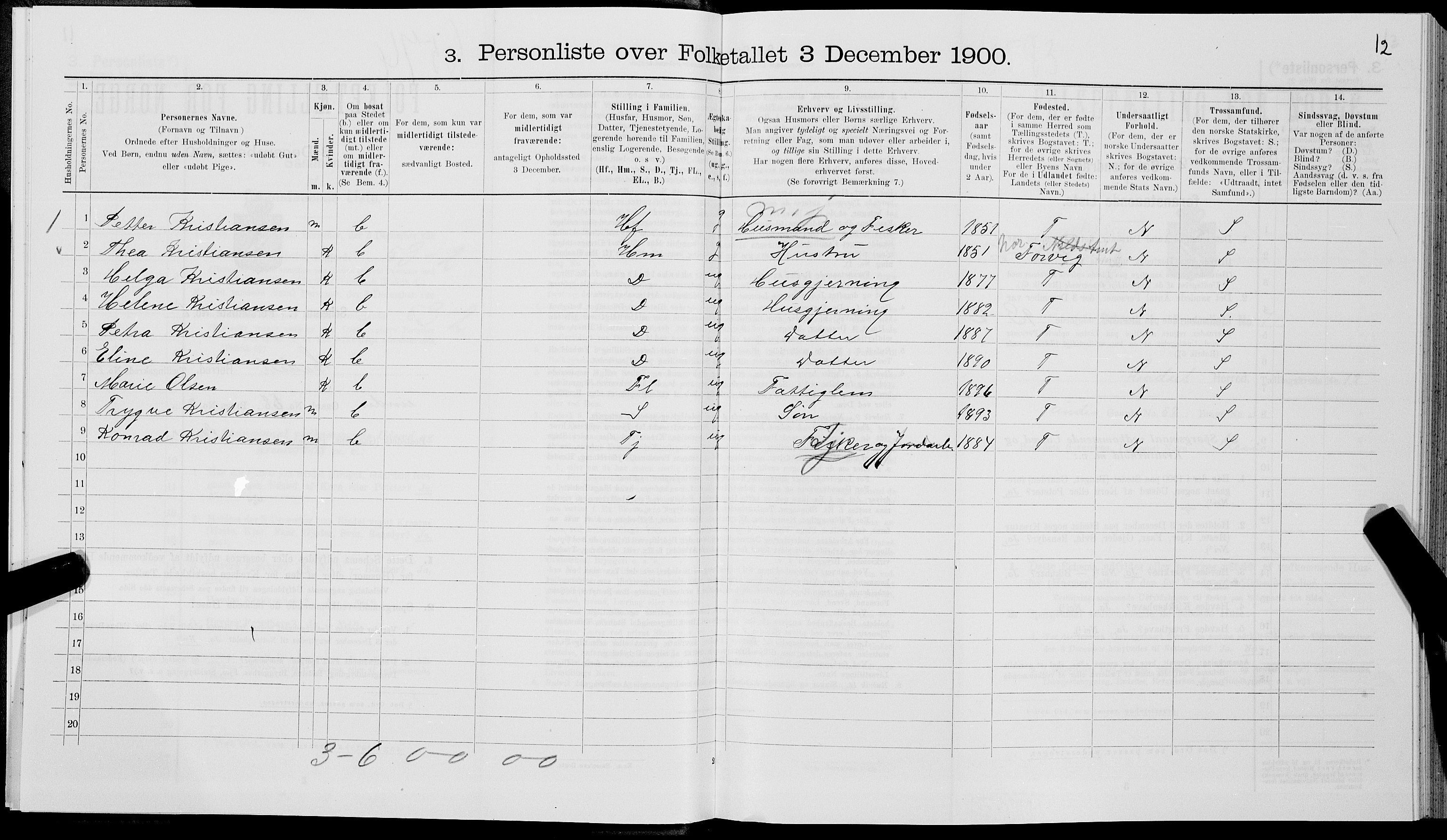 SAT, 1900 census for Hadsel, 1900, p. 1117