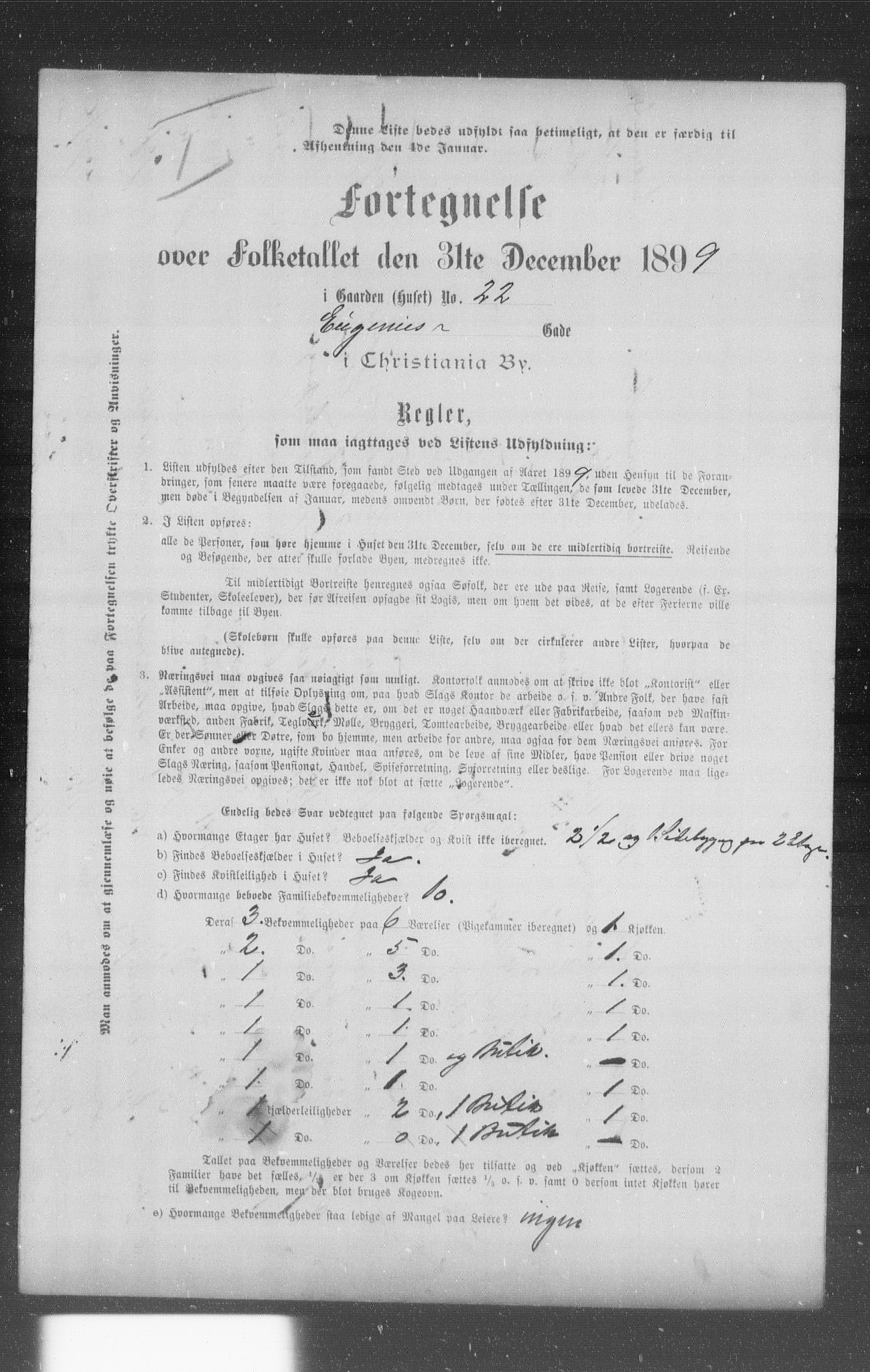 OBA, Municipal Census 1899 for Kristiania, 1899, p. 3032