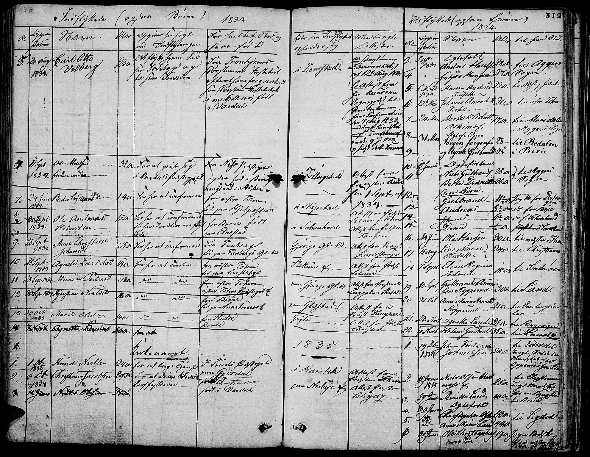 Vardal prestekontor, SAH/PREST-100/H/Ha/Hab/L0004: Parish register (copy) no. 4, 1831-1853, p. 312