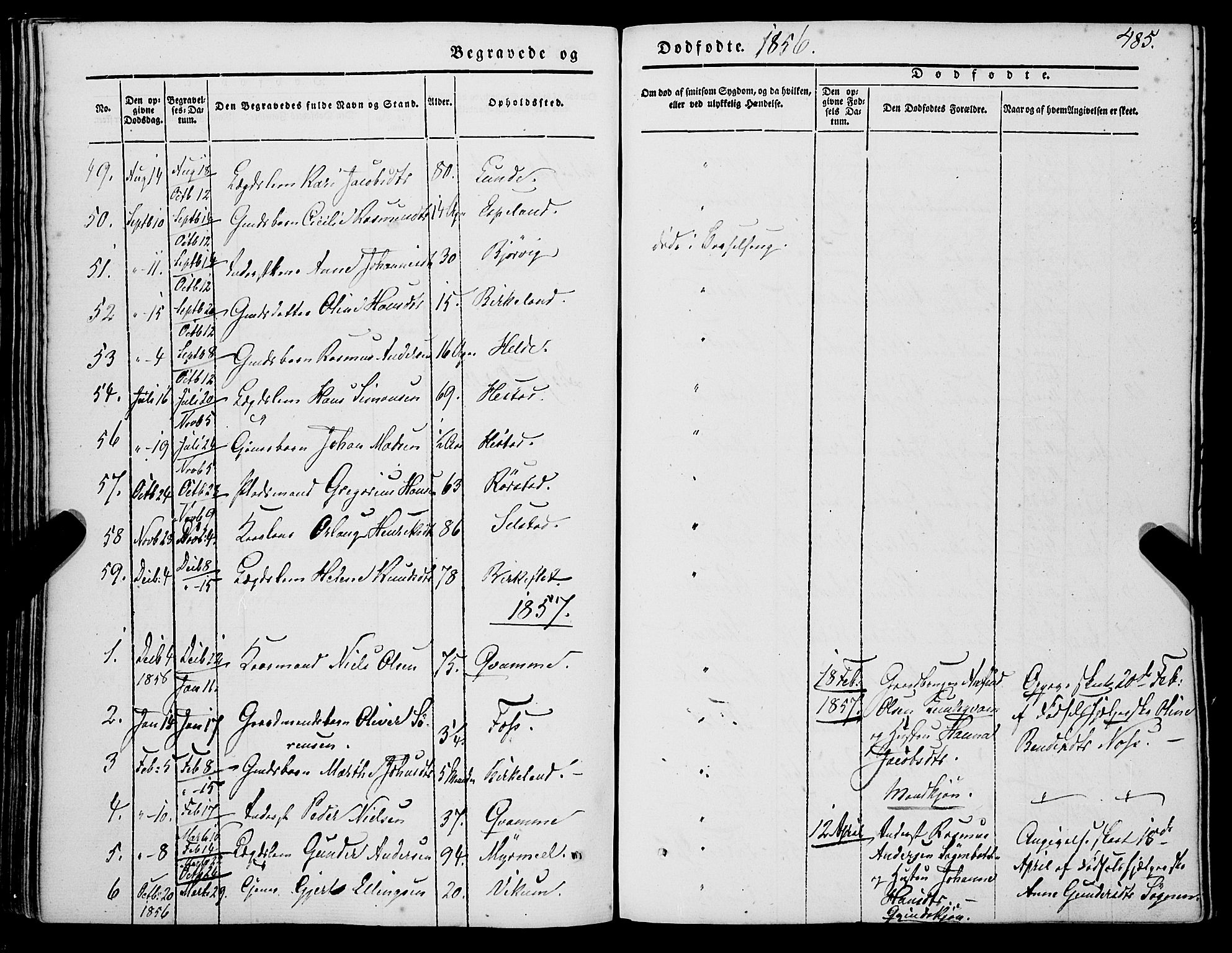 Gaular sokneprestembete, SAB/A-80001/H/Haa: Parish register (official) no. A 4II, 1841-1859, p. 485