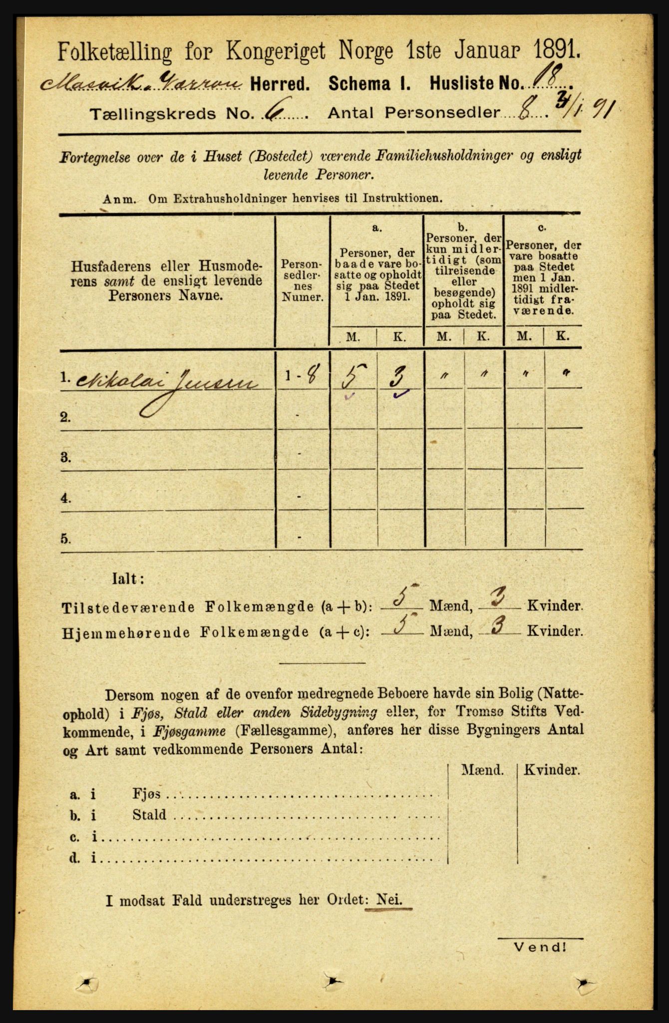 RA, 1891 census for 1723 Mosvik og Verran, 1891, p. 2405