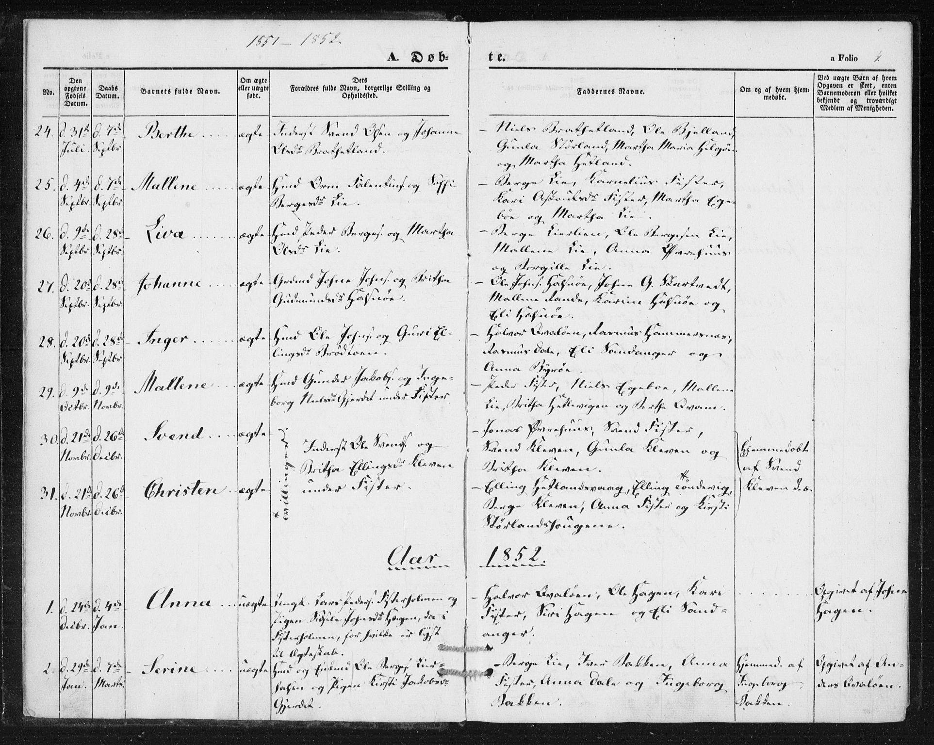 Hjelmeland sokneprestkontor, SAST/A-101843/01/IV/L0010: Parish register (official) no. A 10, 1851-1871, p. 4