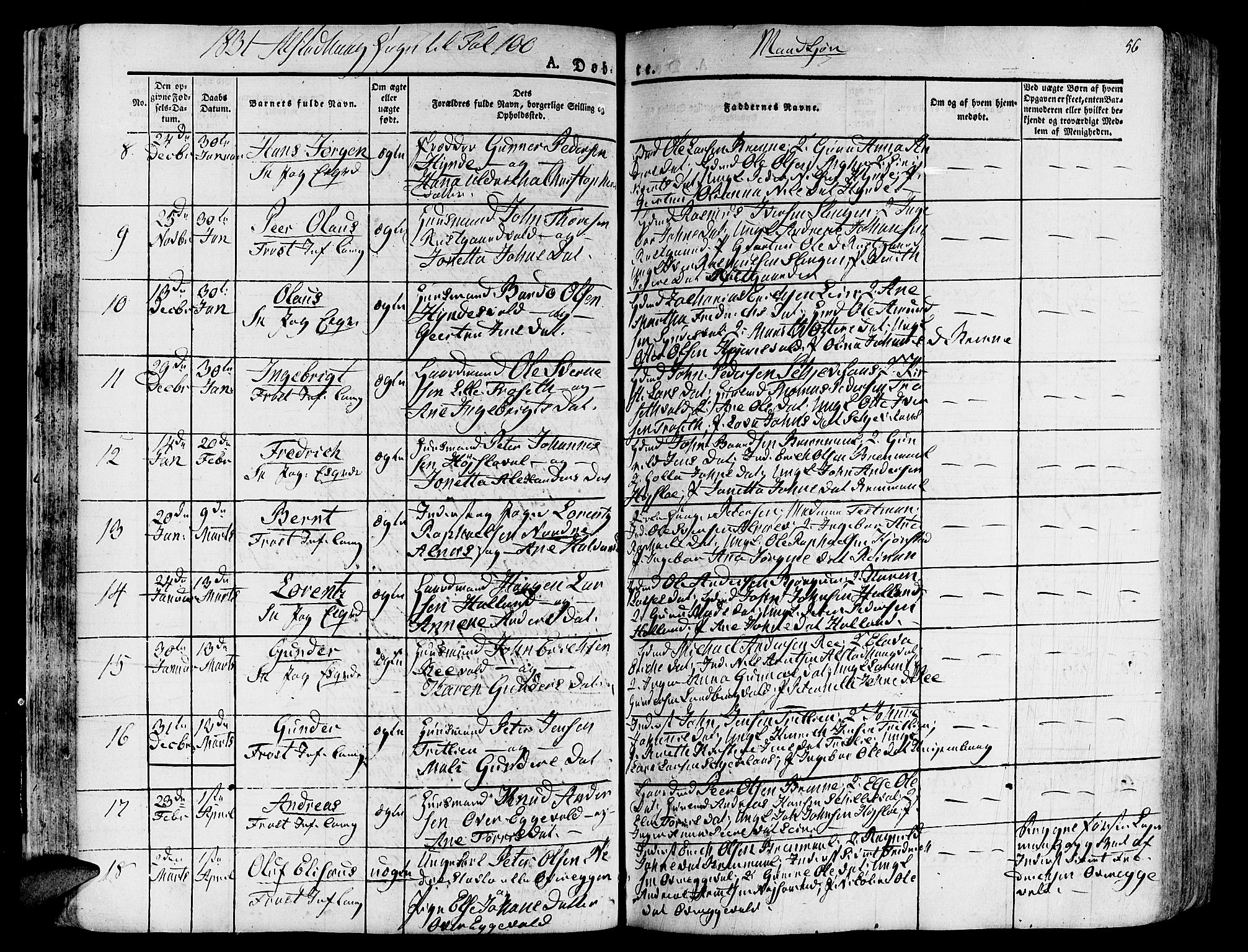 Ministerialprotokoller, klokkerbøker og fødselsregistre - Nord-Trøndelag, AV/SAT-A-1458/717/L0152: Parish register (official) no. 717A05 /1, 1825-1836, p. 56