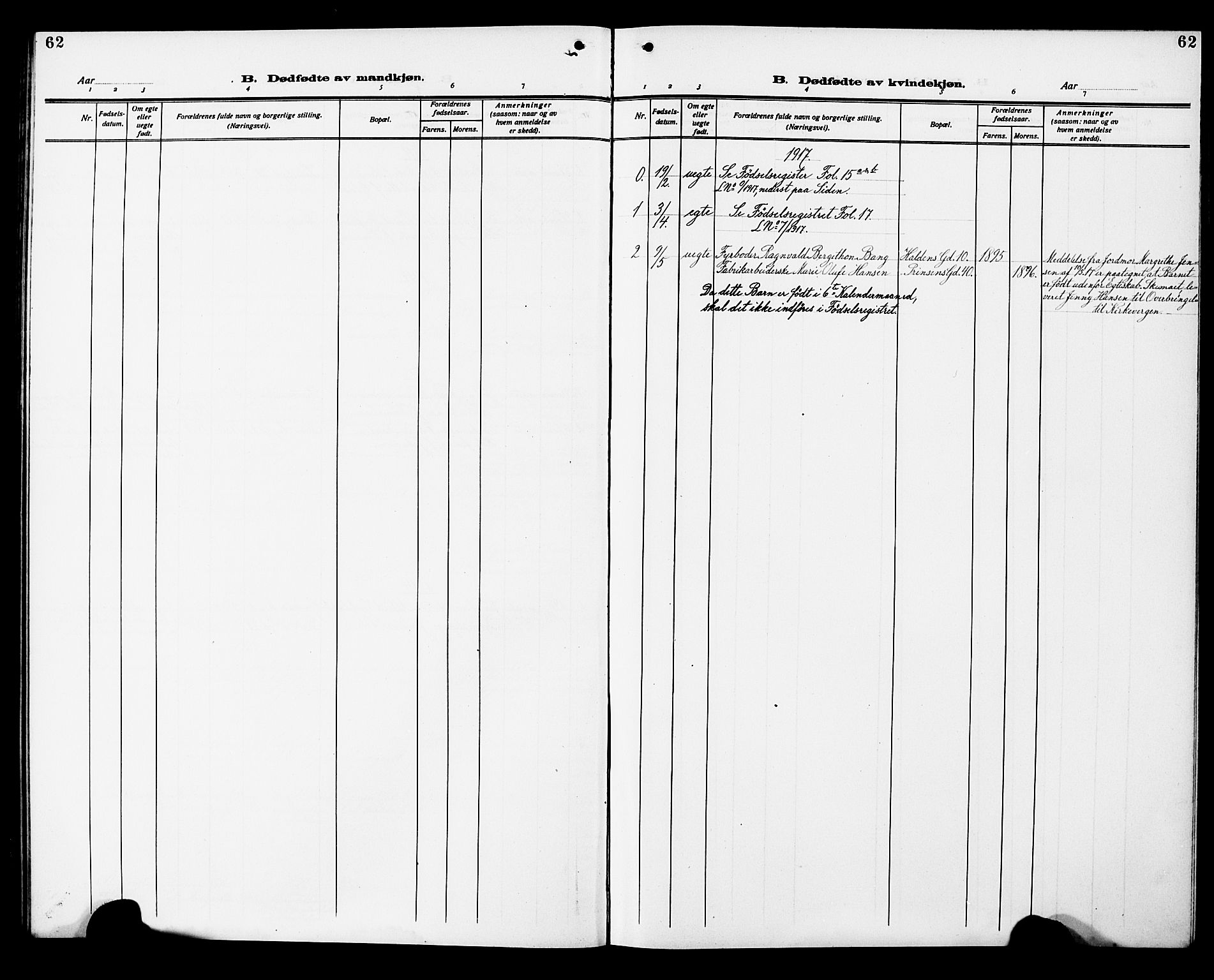 Ministerialprotokoller, klokkerbøker og fødselsregistre - Sør-Trøndelag, SAT/A-1456/602/L0147: Parish register (copy) no. 602C15, 1911-1924, p. 62