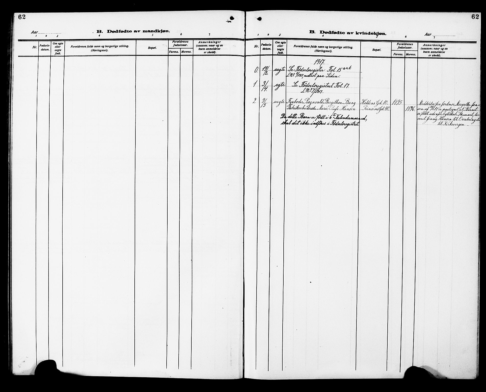 Ministerialprotokoller, klokkerbøker og fødselsregistre - Sør-Trøndelag, AV/SAT-A-1456/602/L0147: Parish register (copy) no. 602C15, 1911-1924, p. 62