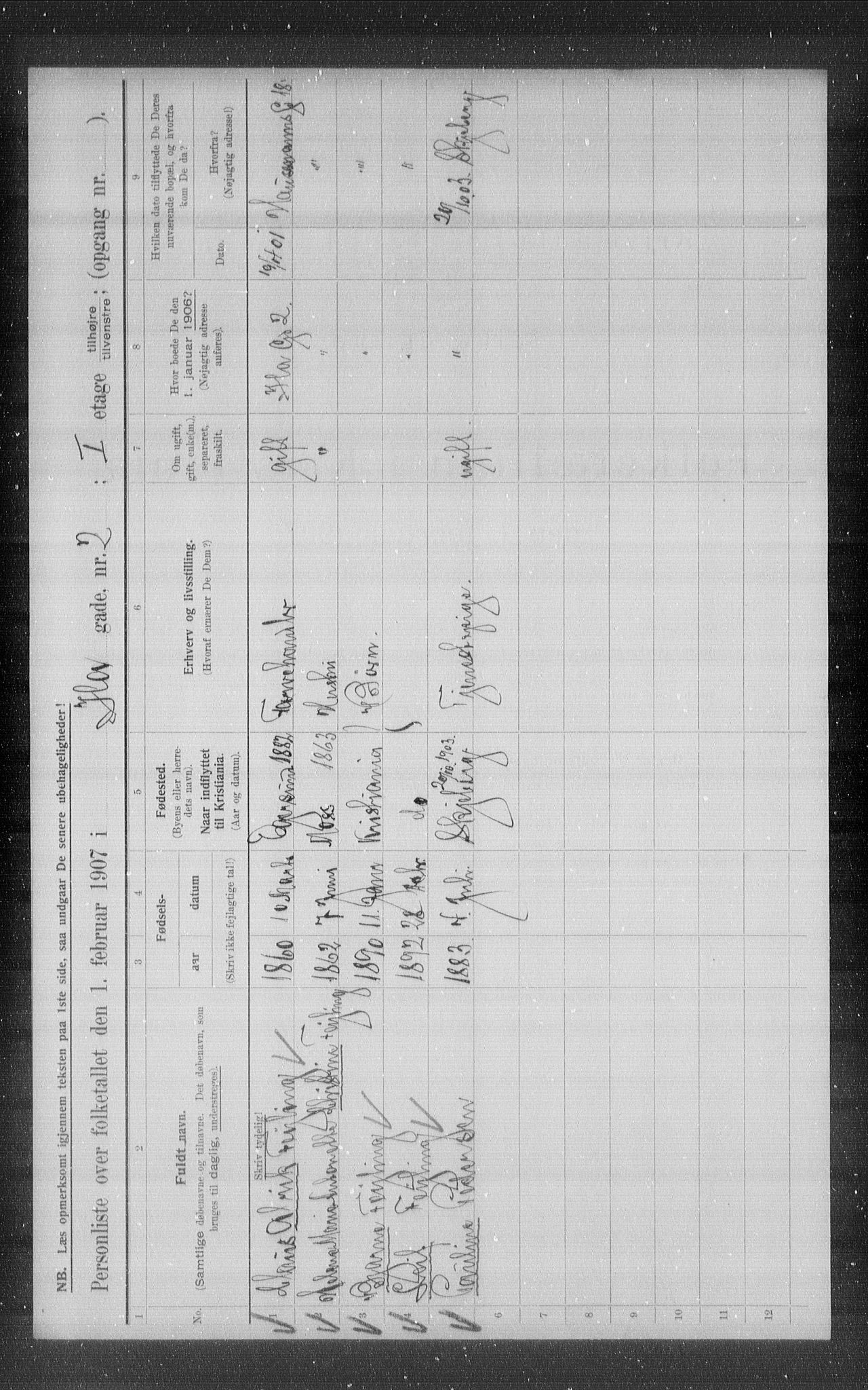 OBA, Municipal Census 1907 for Kristiania, 1907, p. 22151