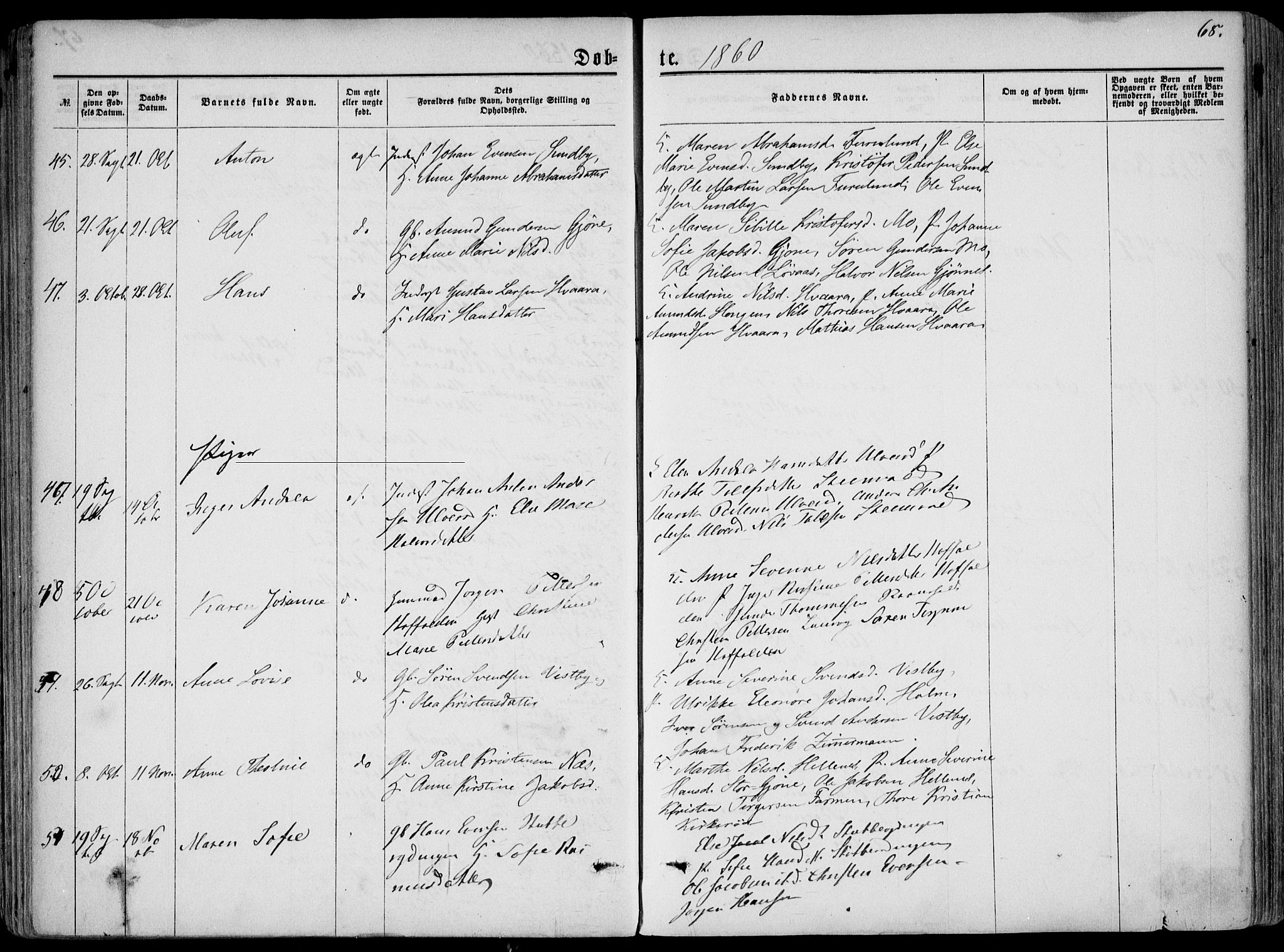 Hedrum kirkebøker, AV/SAKO-A-344/F/Fa/L0007: Parish register (official) no. I 7, 1857-1868, p. 68