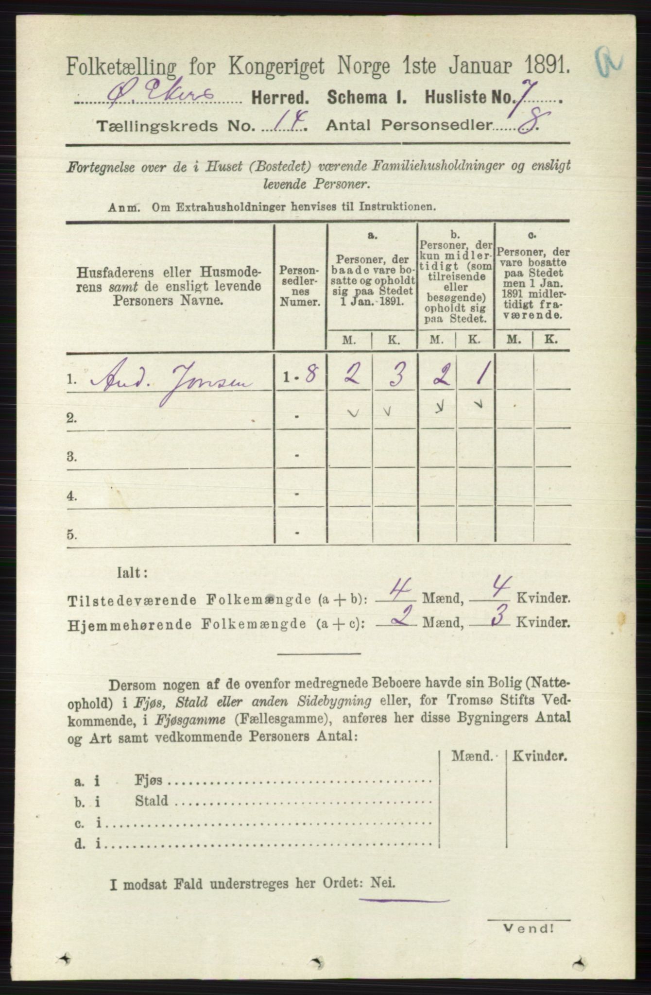 RA, 1891 census for 0624 Øvre Eiker, 1891, p. 6382